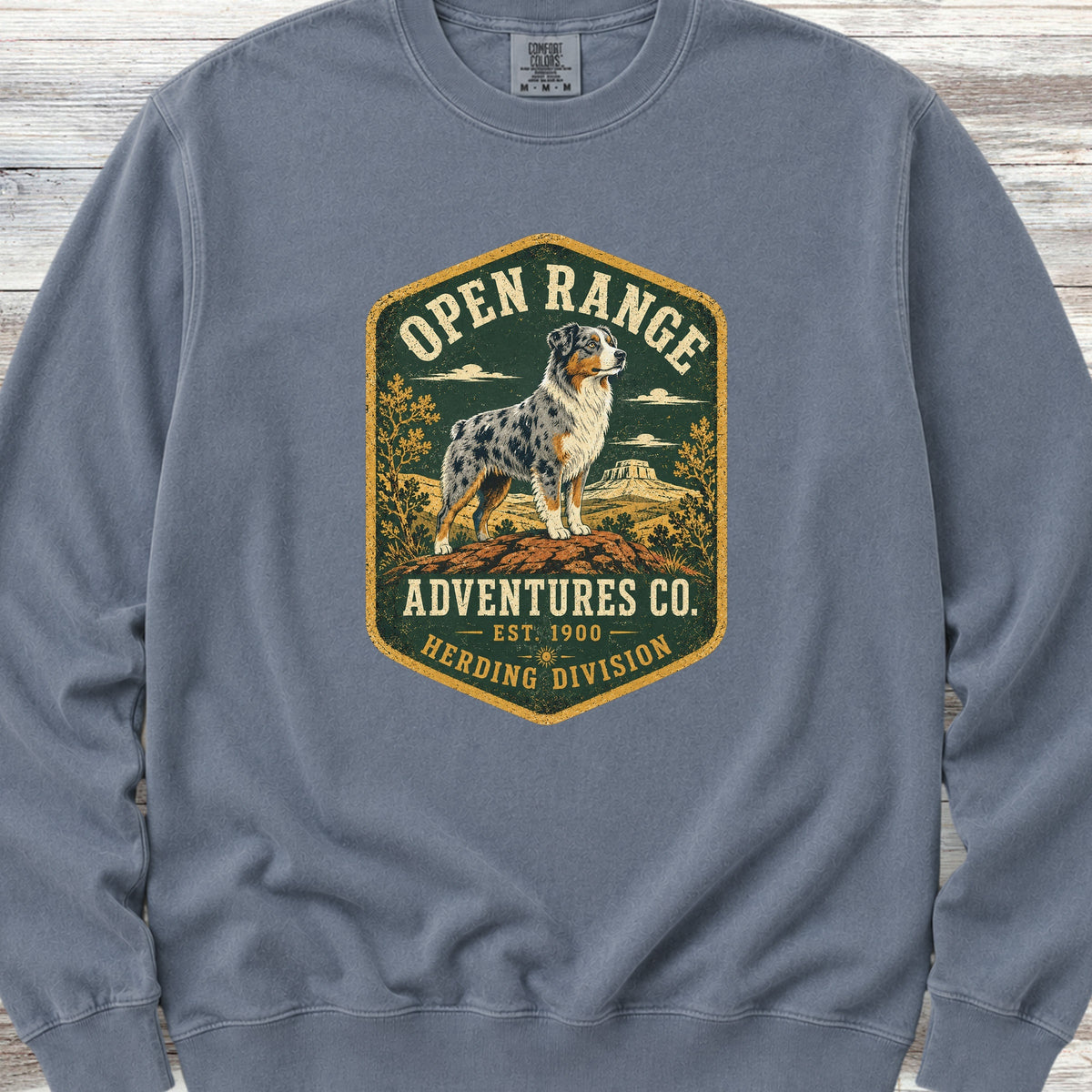 Australian Shepherd Adventures Sweatshirt - Blue Jean