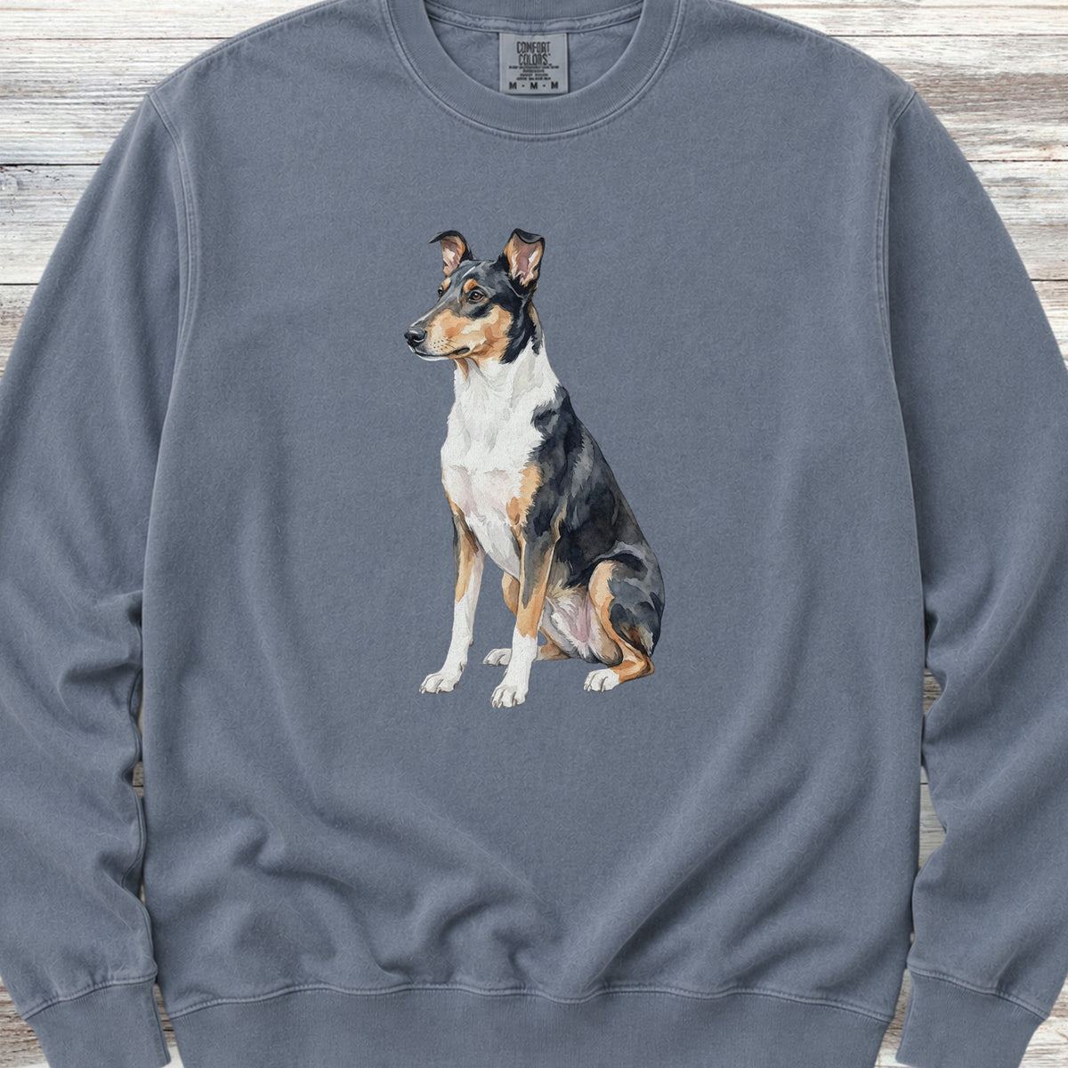 Smooth Collie Watercolor Sweatshirt - Blue Jean