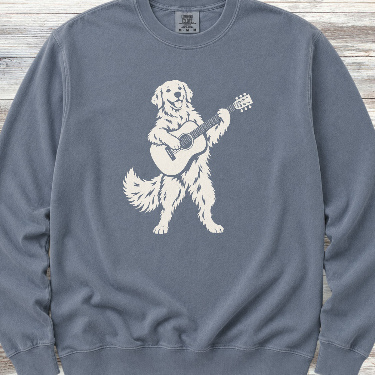 Golden Retriever Guitar Sweatshirt - Blue Jean