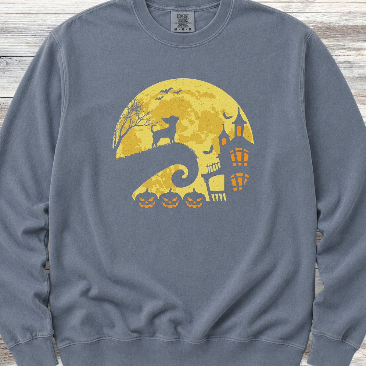 Chihuahua Halloween Moon Sweatshirt - Blue Jean