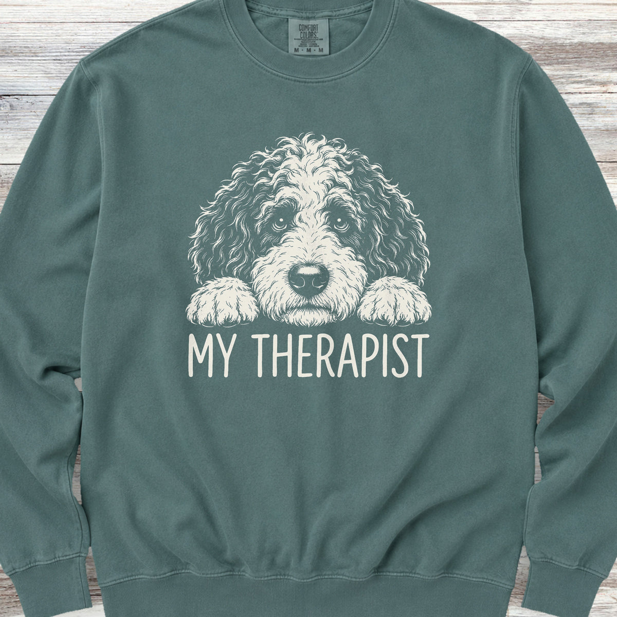 Sheepadoodle Therapist Sweatshirt - Blue Spruce