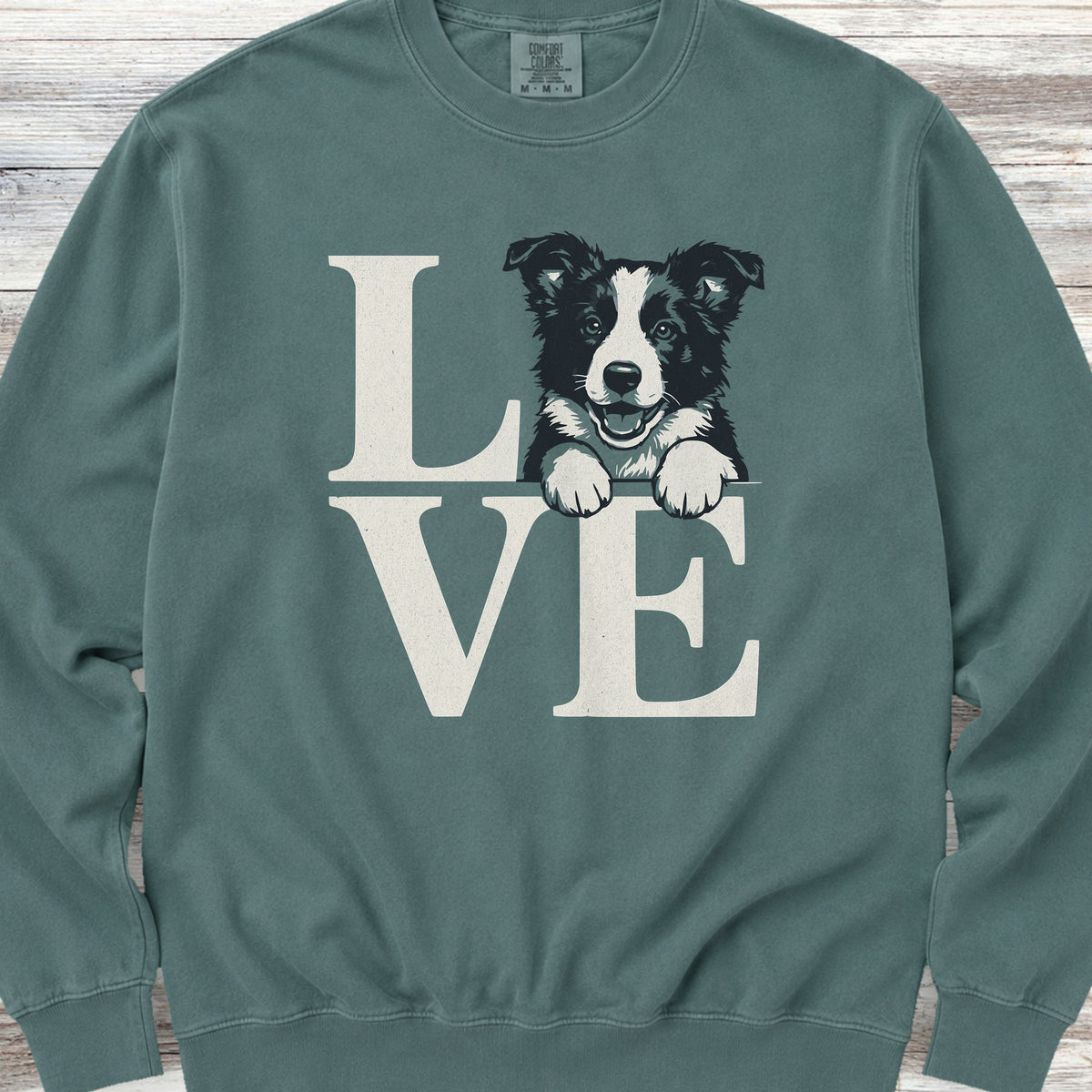 Border Collie Puppy Love Sweatshirt - Blue Spruce