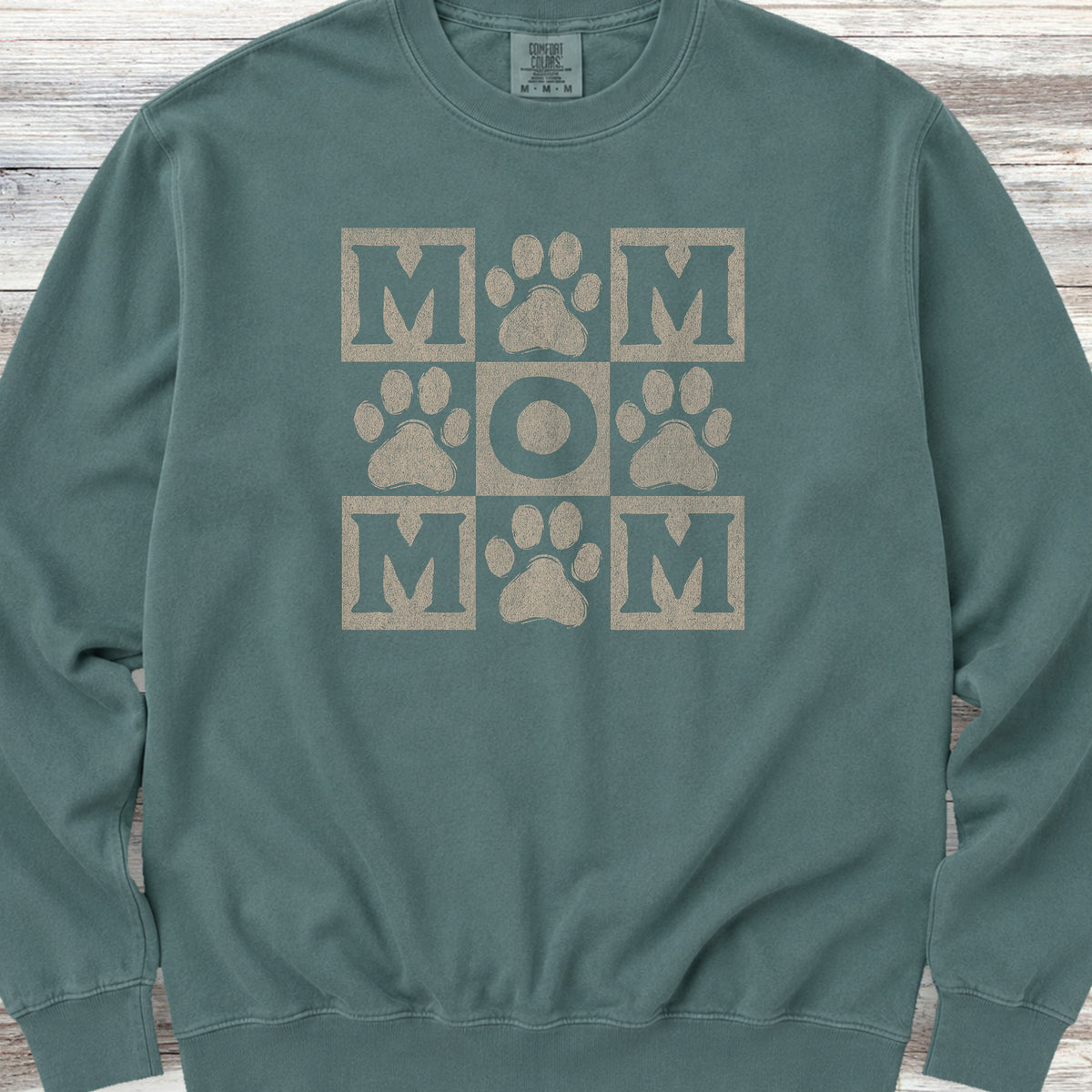 Paw Print Mom Sweatshirt - Blue Spruce
