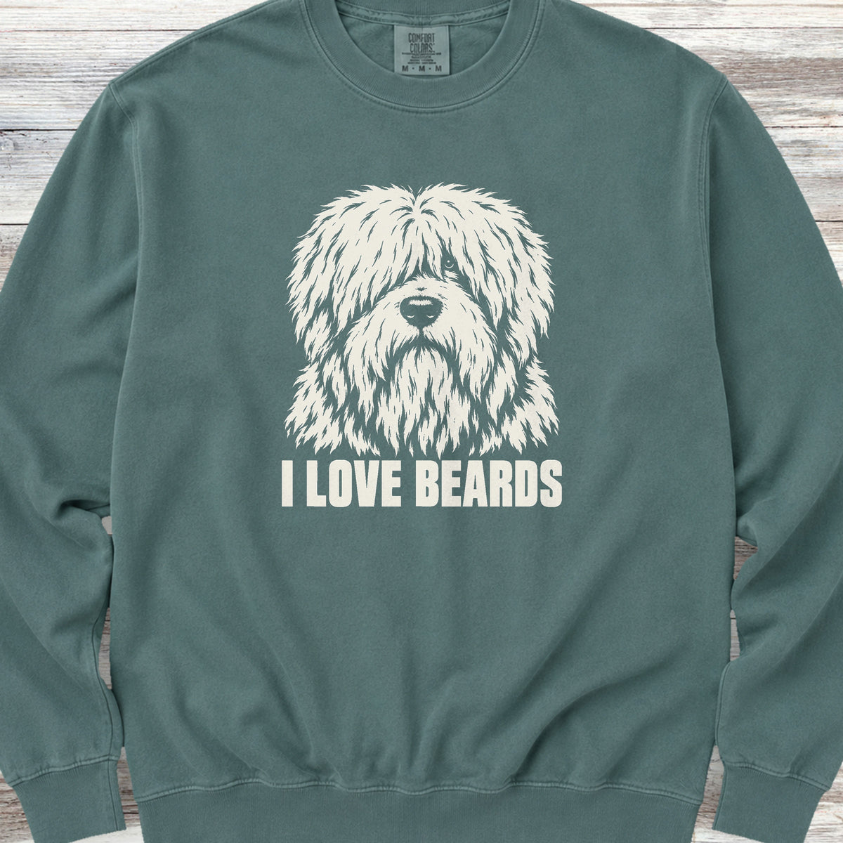 Old English Sheepdog I Love Beards Sweatshirt - Blue Spruce