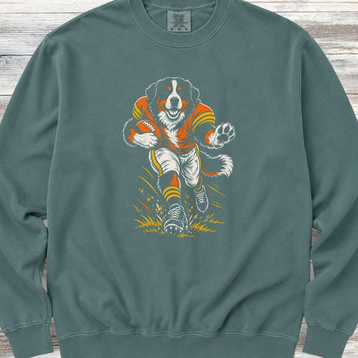 Bernese Mountain Dog Football Sweatshirt - Blue Spruce