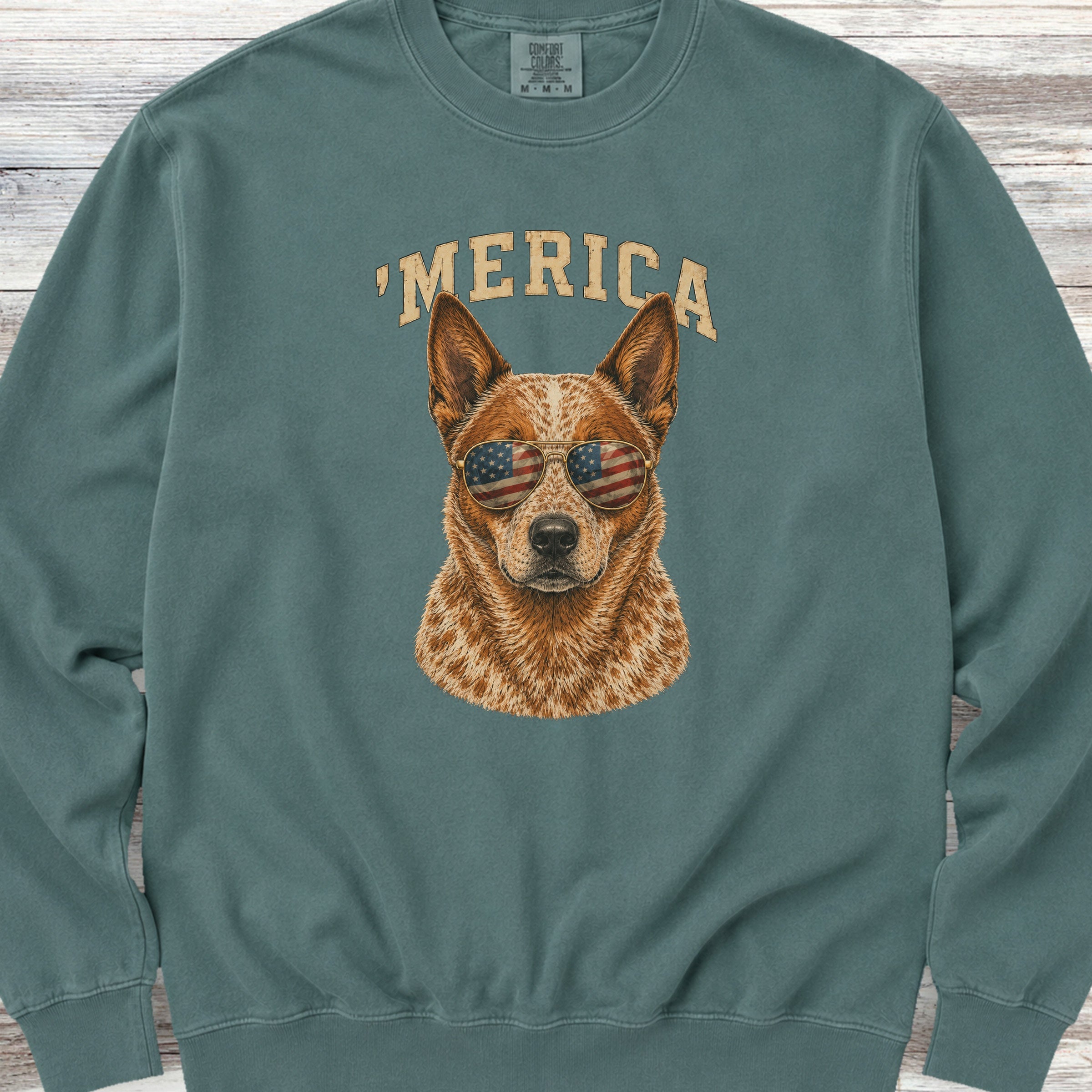 Australian Cattle Dog Red 'Merica Sweatshirt - Blue Spruce