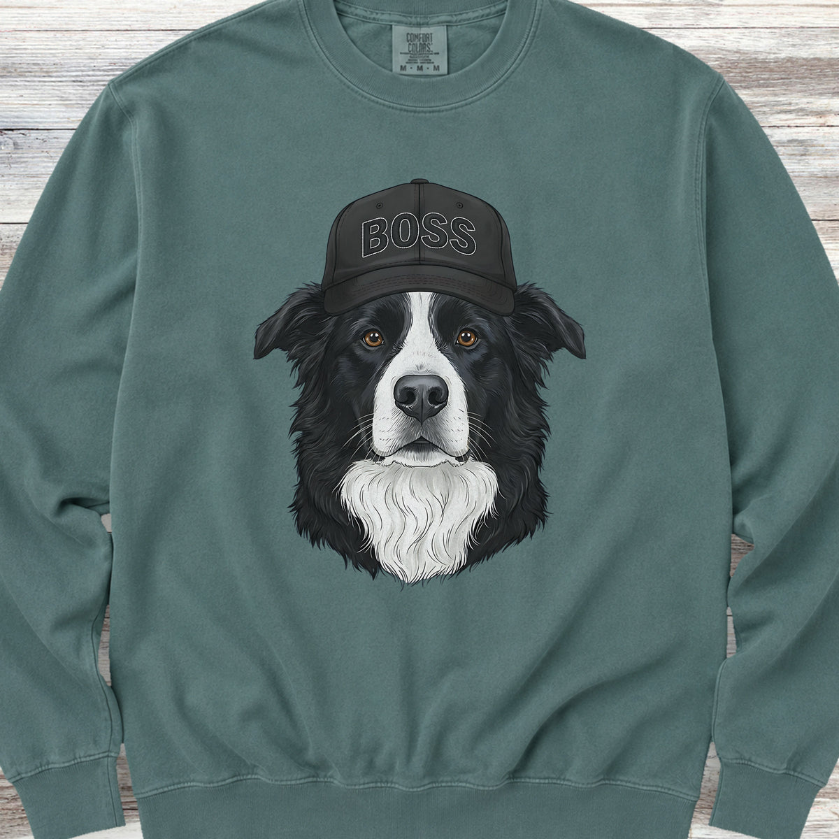 Border Collie Boss Hat Sweatshirt - Blue Spruce