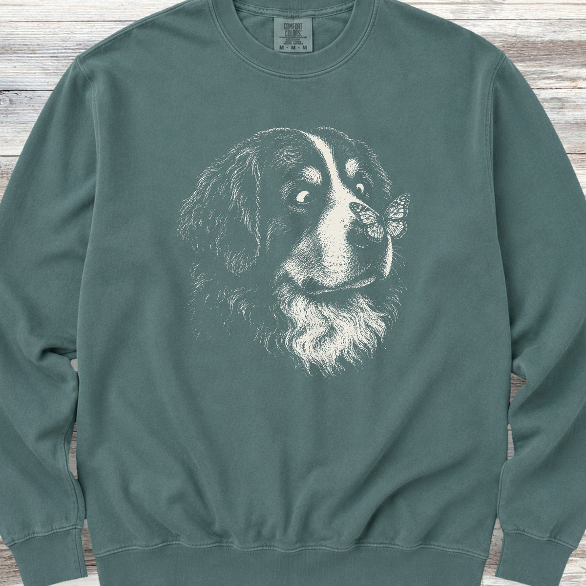 Bernese Mountain Dog Butterfly Sweatshirt - Blue Spruce
