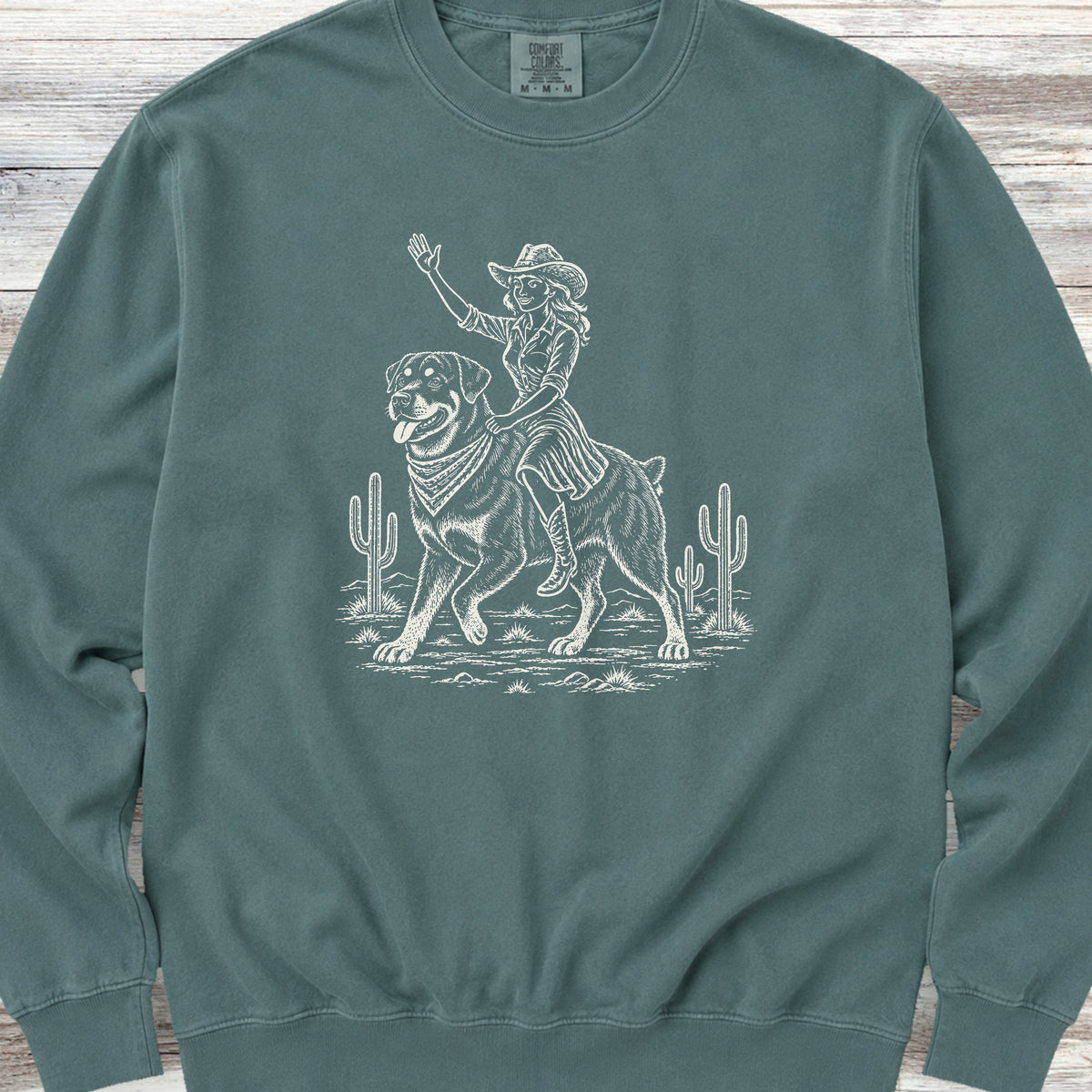 Rottweiler Cowgirl Sweatshirt - Blue Spruce
