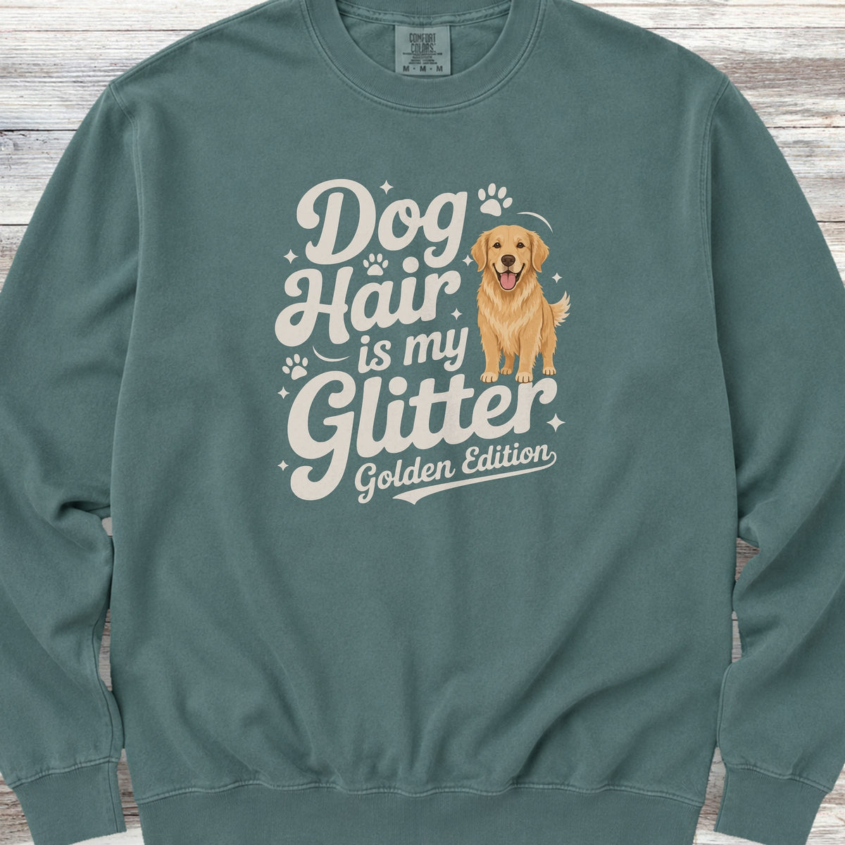 Golden Retriever Glitter Sweatshirt - Blue Spruce