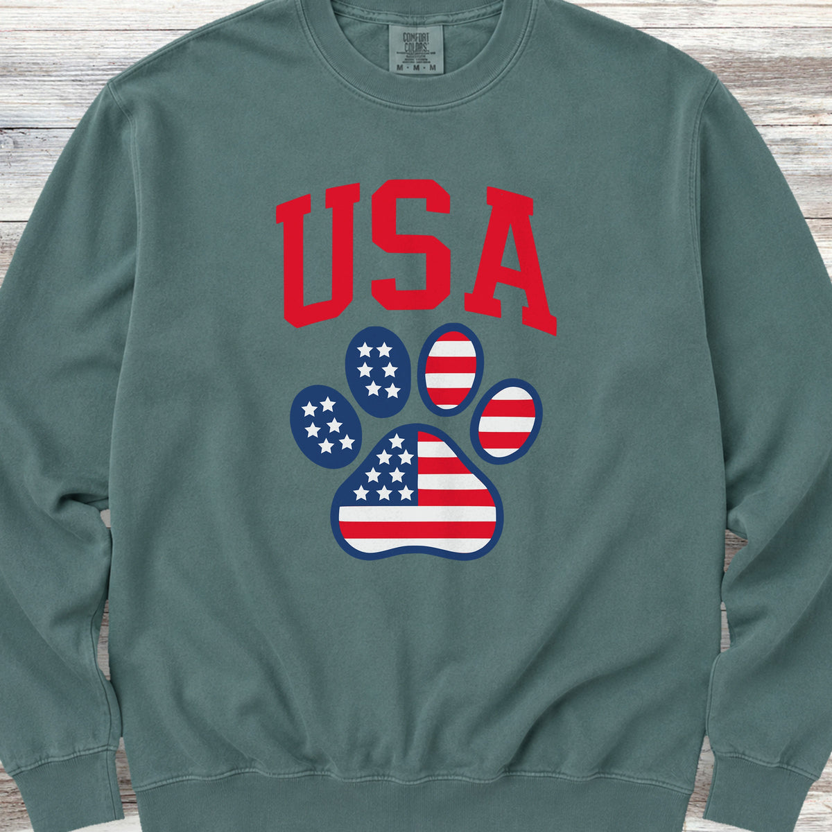 USA Paw Print Sweatshirt - Blue Spruce