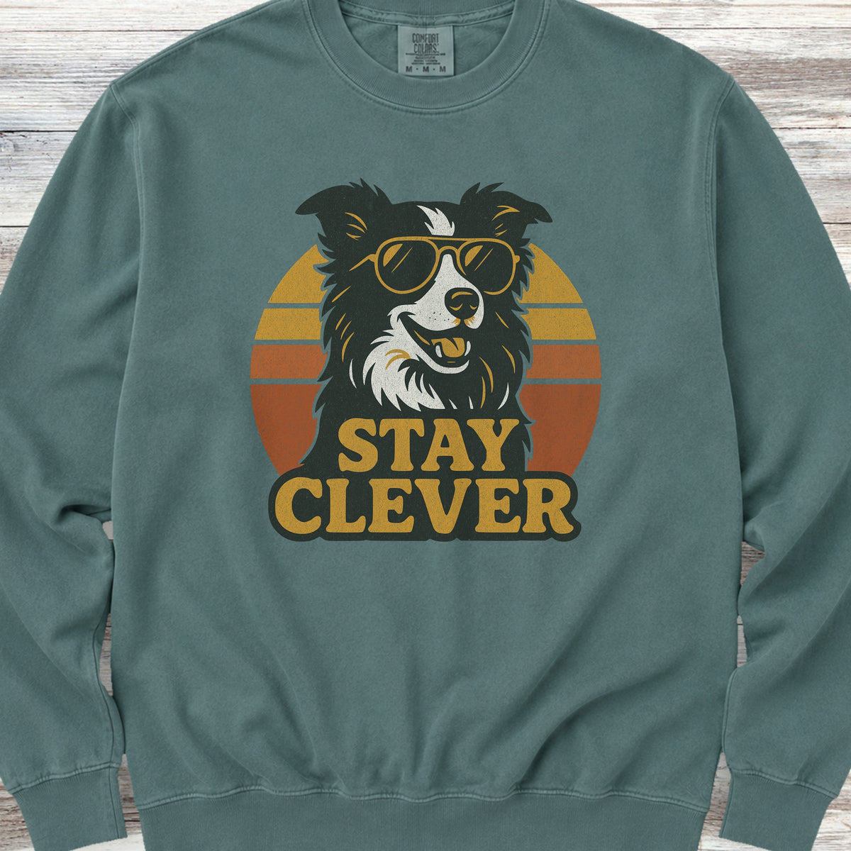 Border Collie Stay Clever Sweatshirt - Blue Spruce