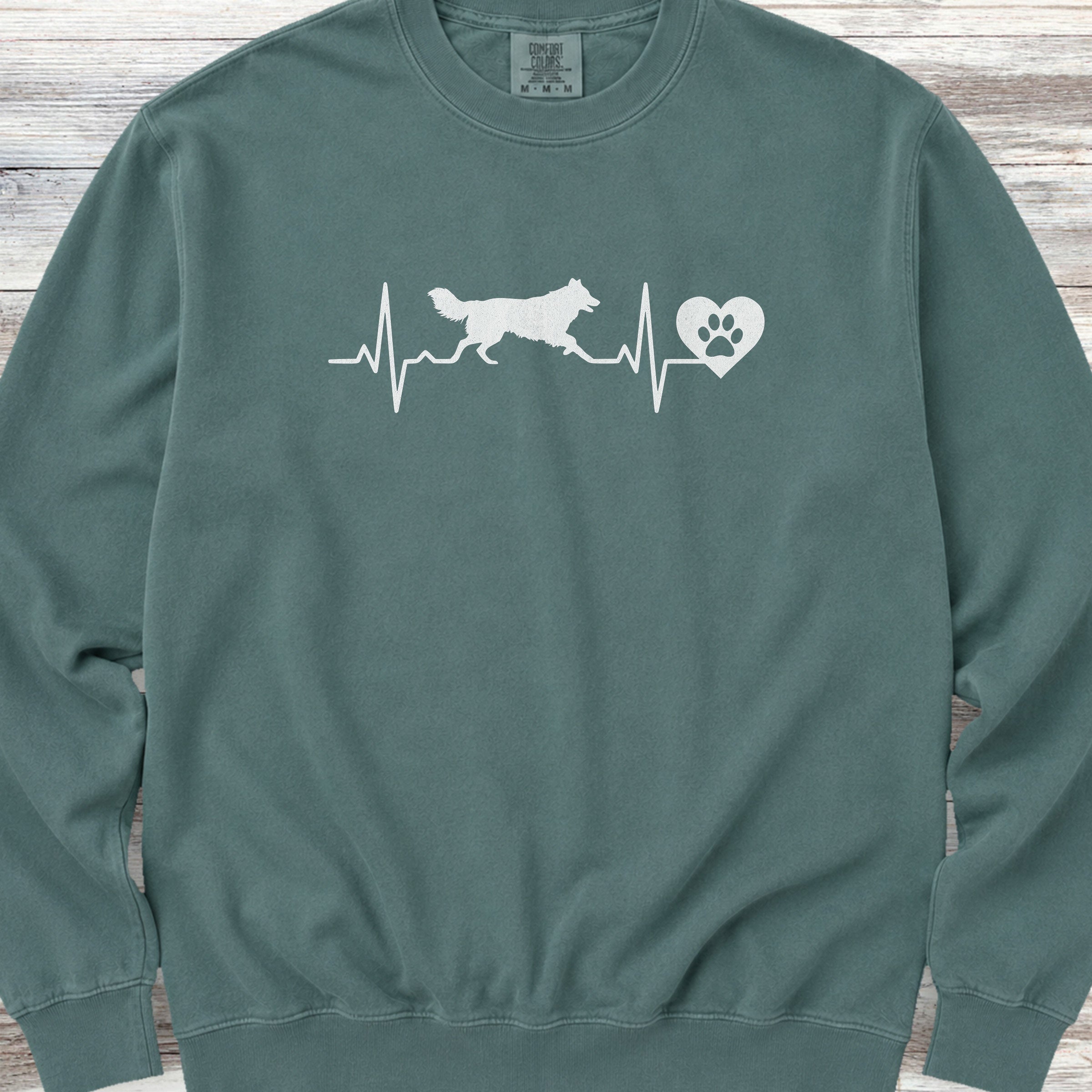 Border Collie Heartbeat Sweatshirt - Blue Spruce