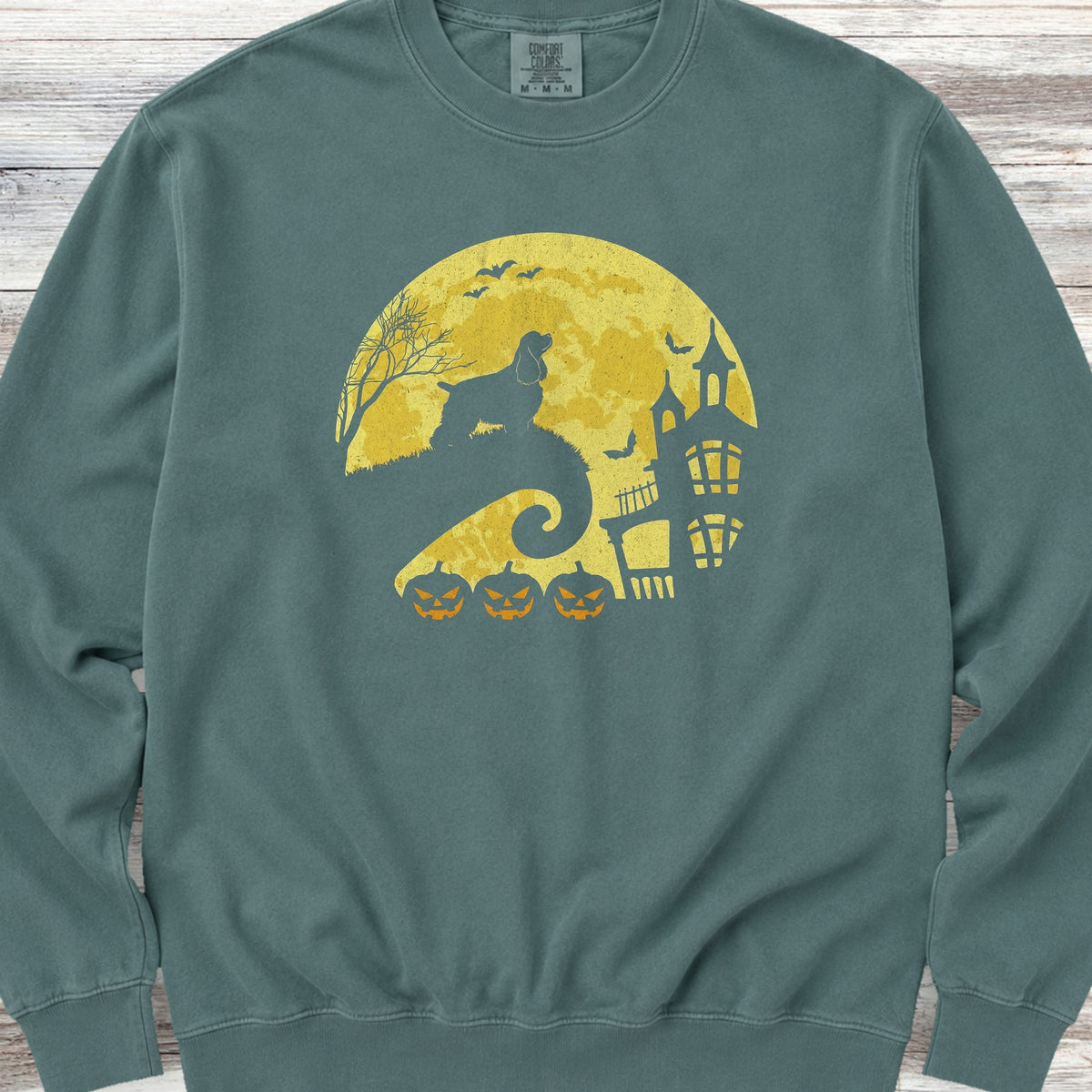 Cocker Spaniel Halloween Moon Sweatshirt - Blue Spruce