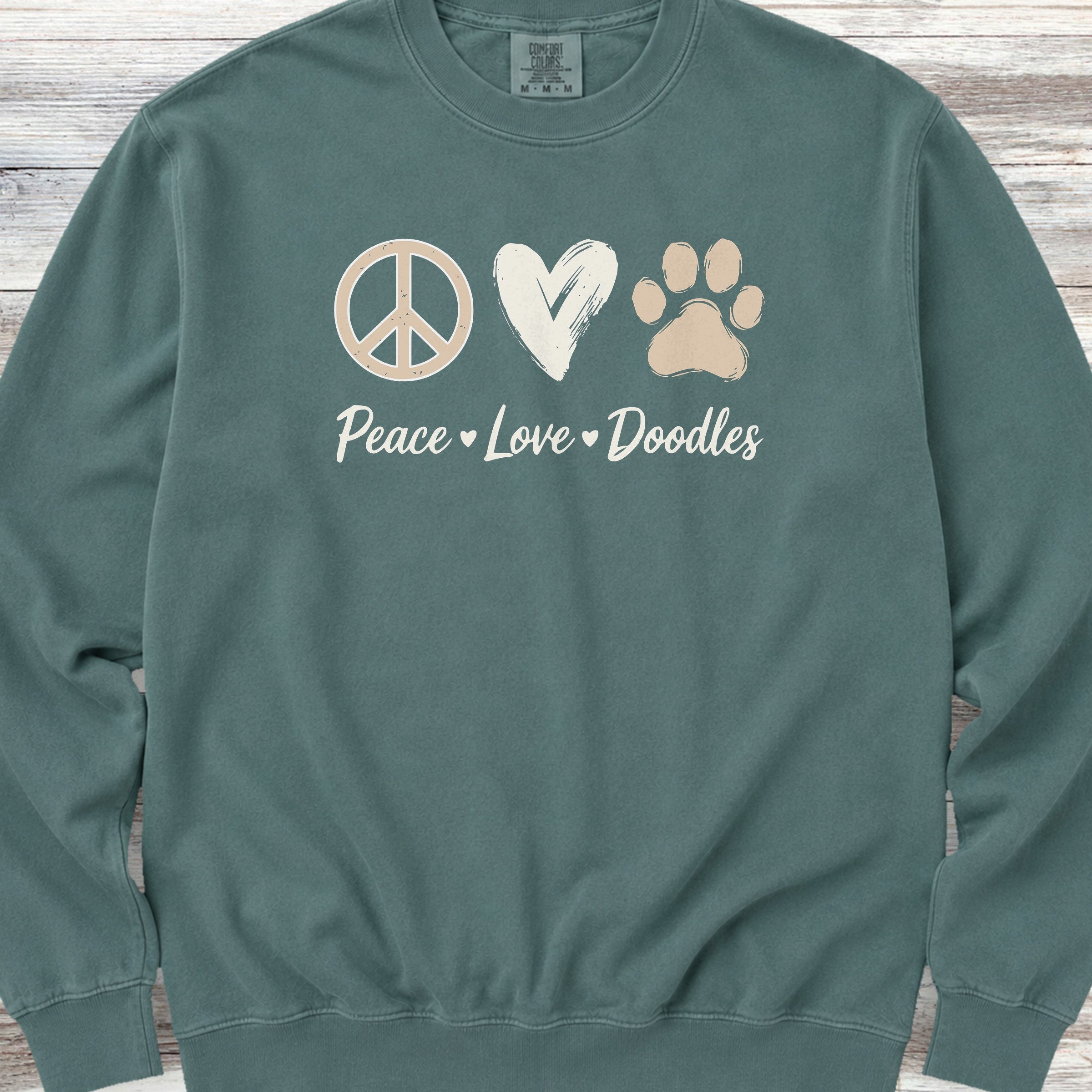Doodle Peace Sweatshirt - Blue Spruce