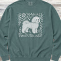Bichon Frise Linocut Sweatshirt - Blue Spruce