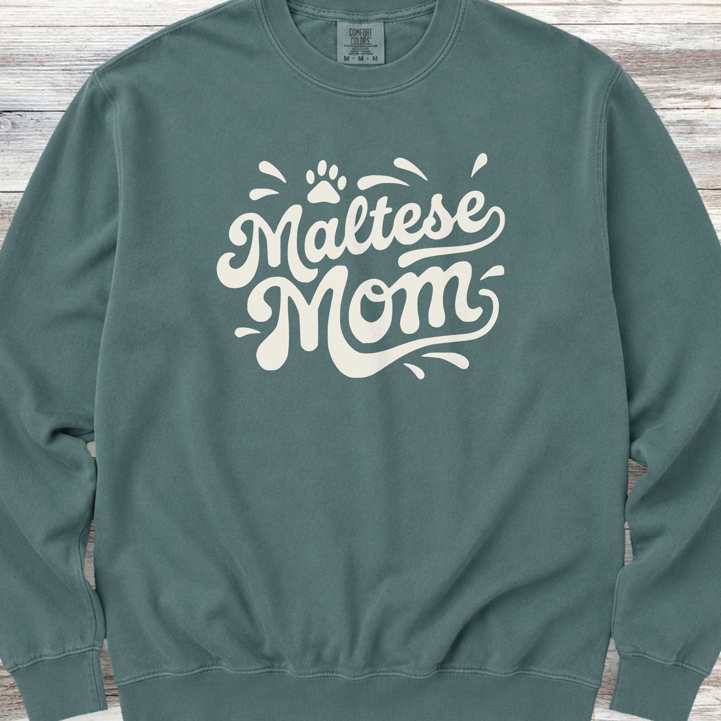 Maltese Groovy Mom Sweatshirt - Blue Spruce