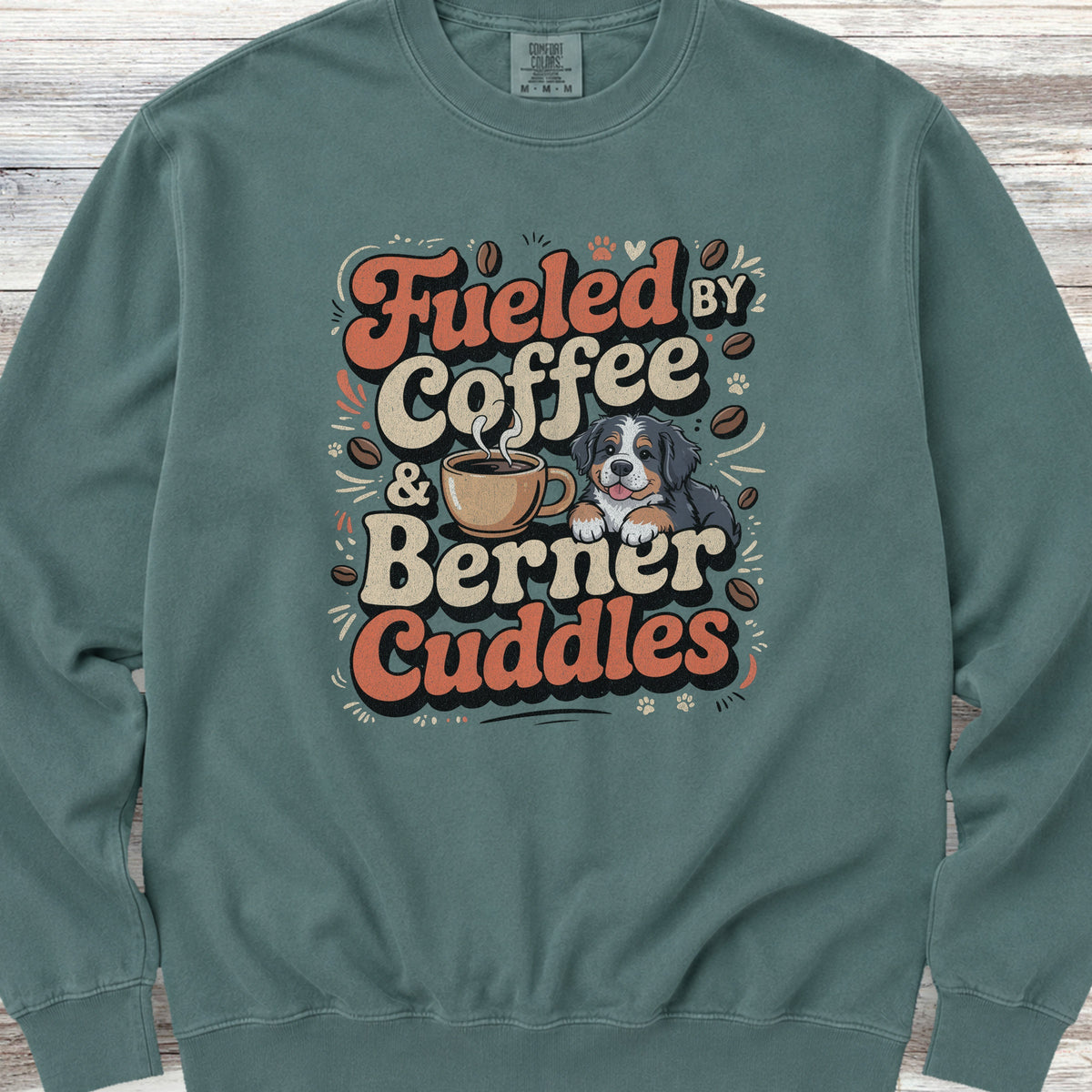 Bernese Mountain Dog Cuddles Sweatshirt - Blue Spruce