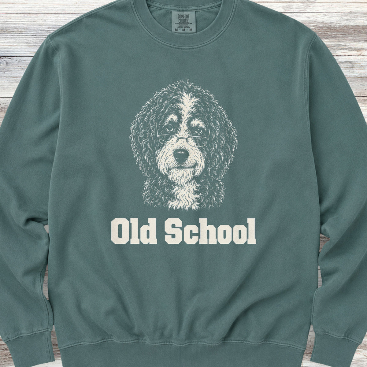 Bernedoodle Old School Sweatshirt - Blue Spruce