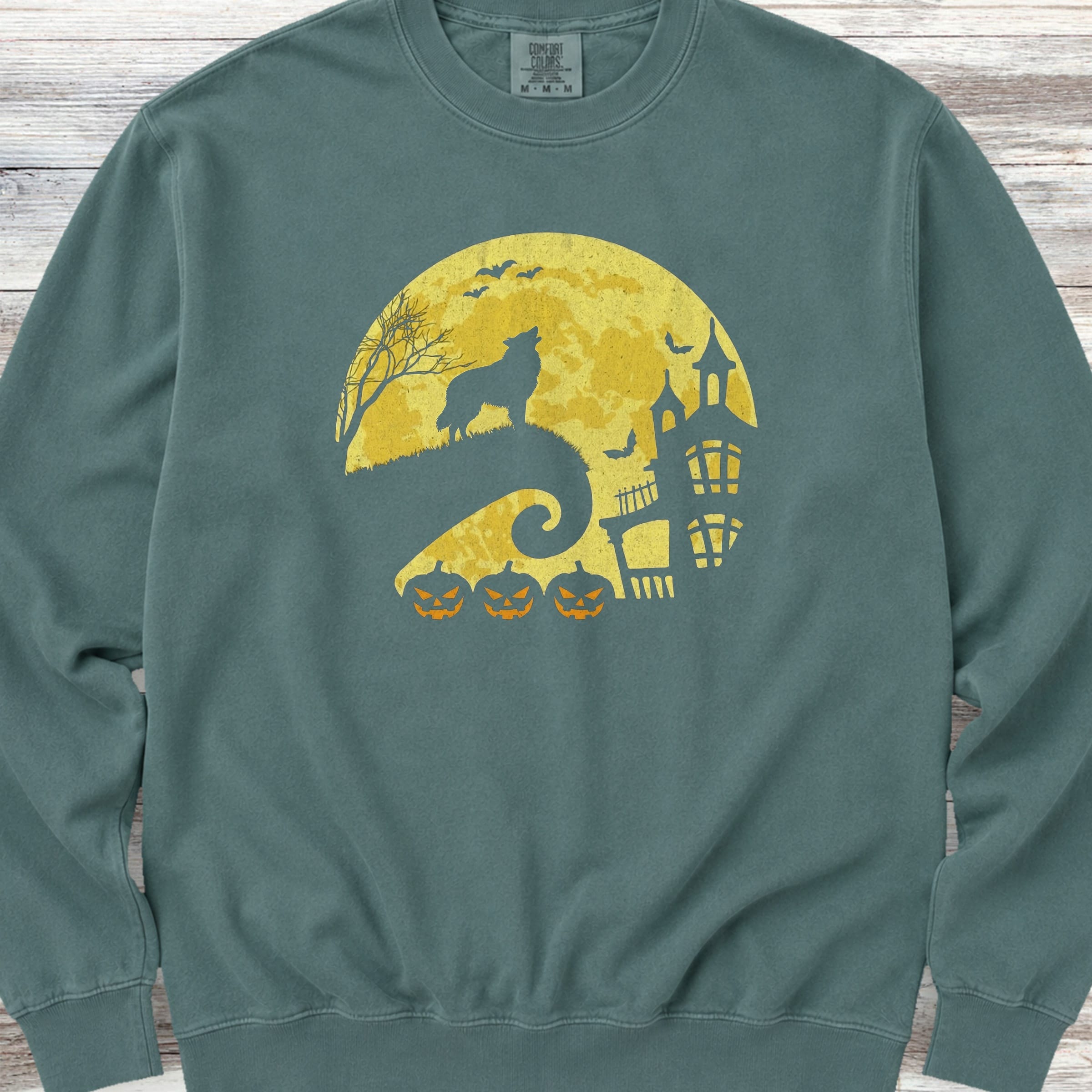 Belgian Tervuren Halloween Moon Sweatshirt - Blue Spruce