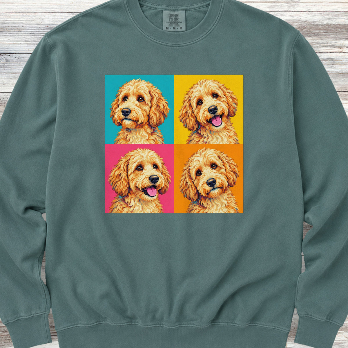 Goldendoodle Pop Art Sweatshirt - Blue Spruce