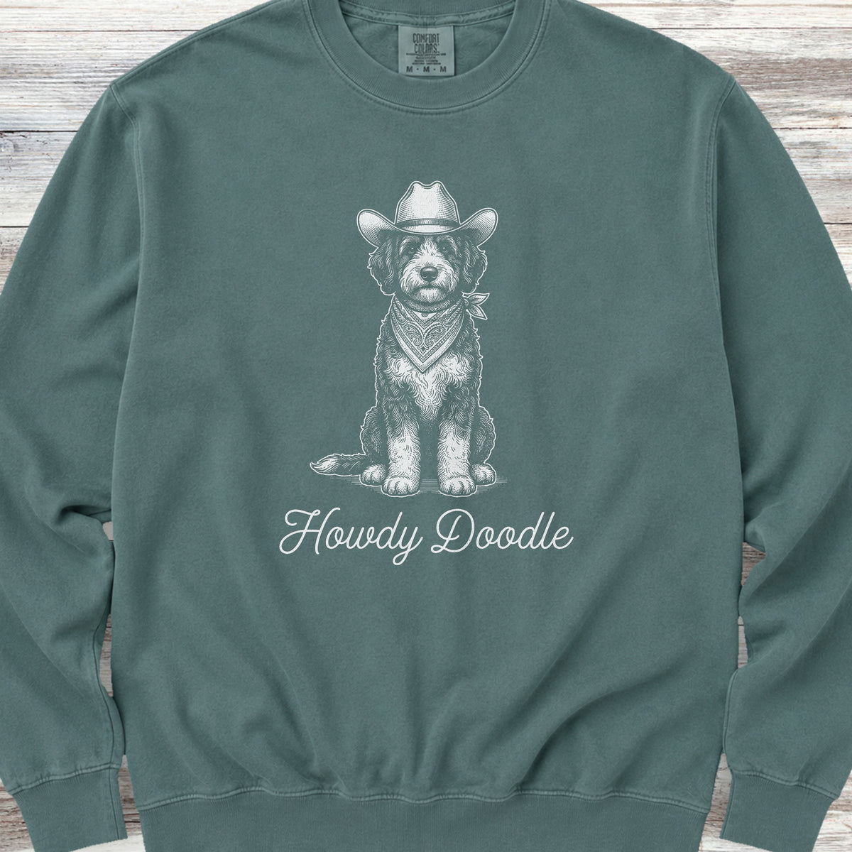 Bernedoodle Howdy Doodle Sweatshirt - Blue Spruce