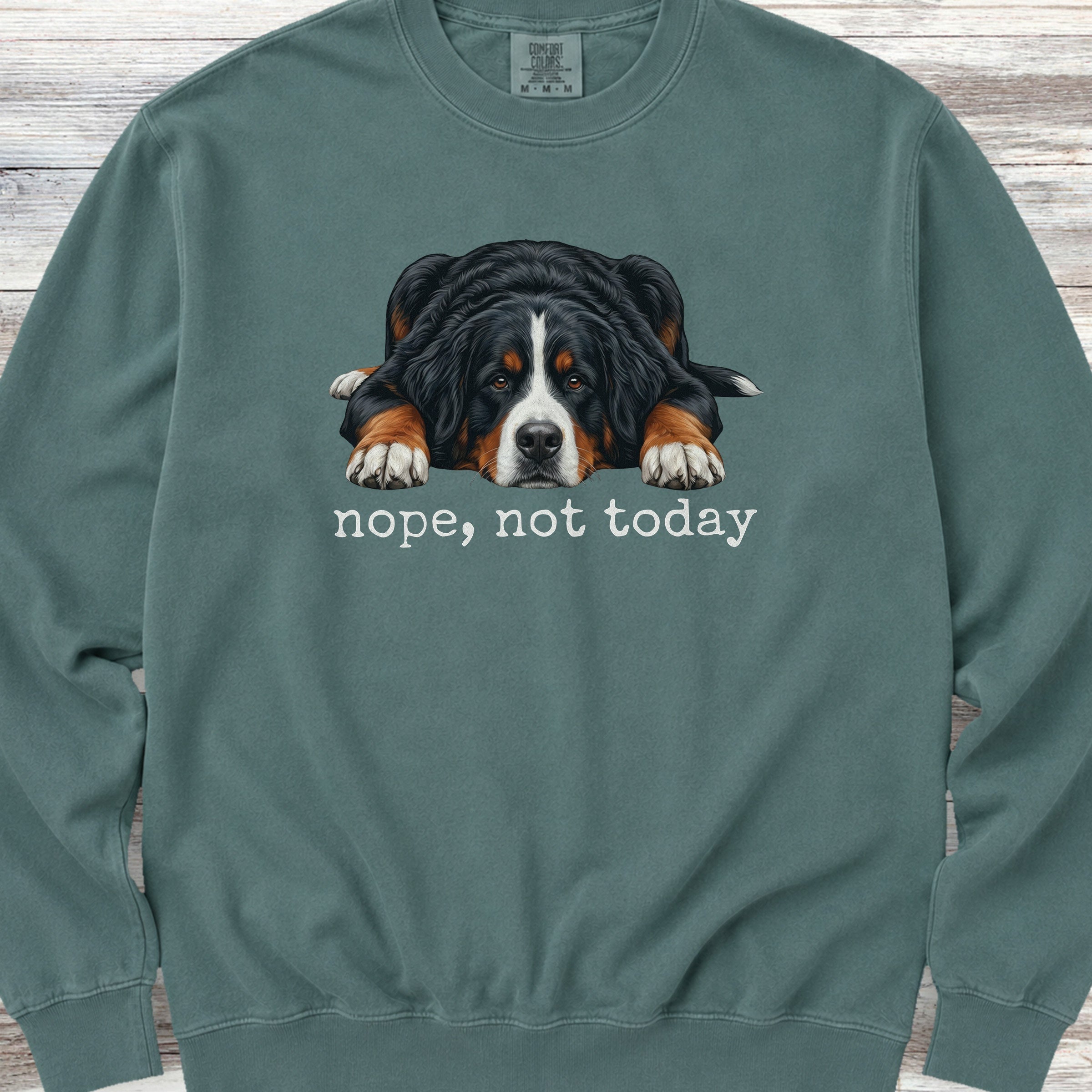 Swiss Mountain Dog Nope Sweatshirt - Blue Spruce