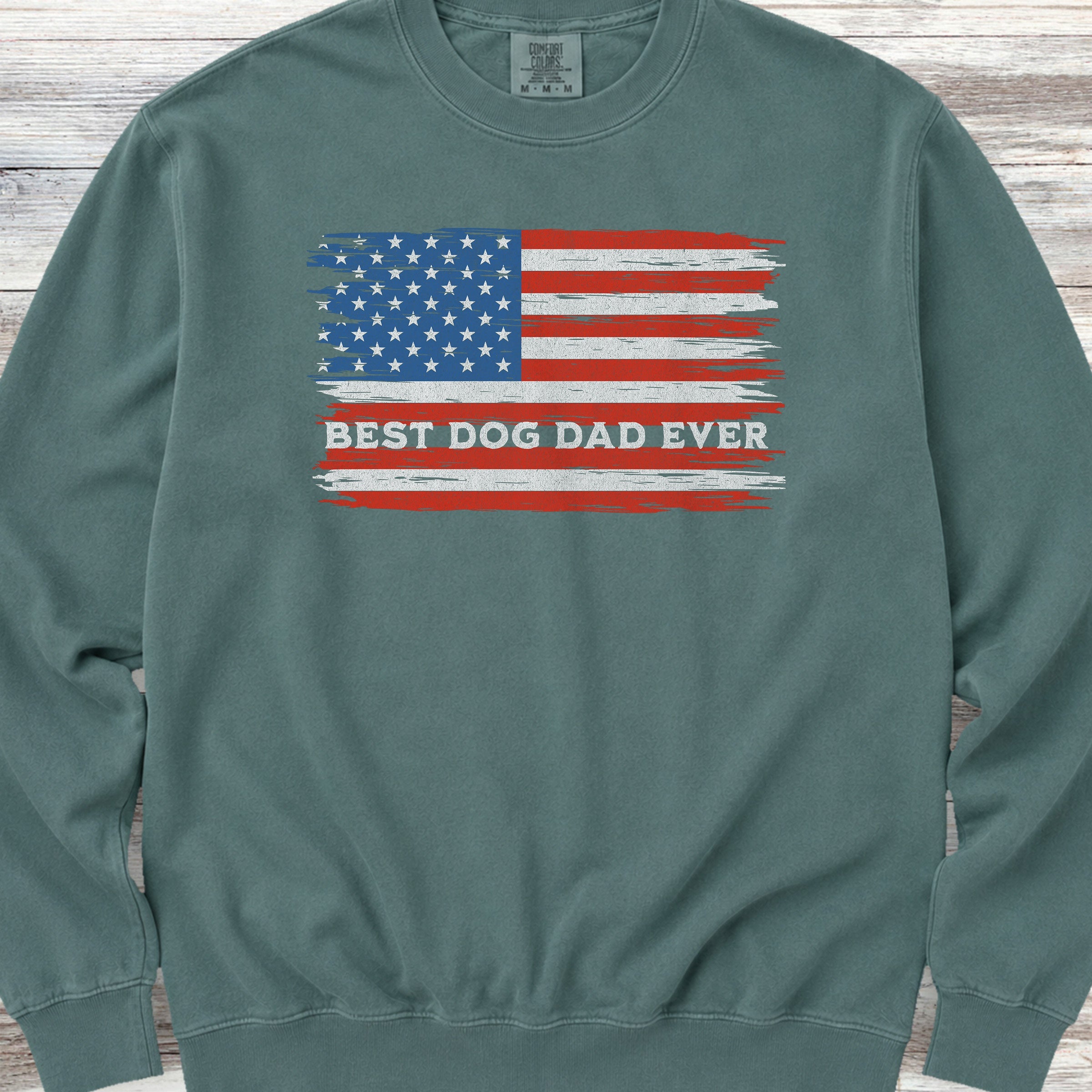 Best Dog Dad Flag Sweatshirt - Blue Spruce
