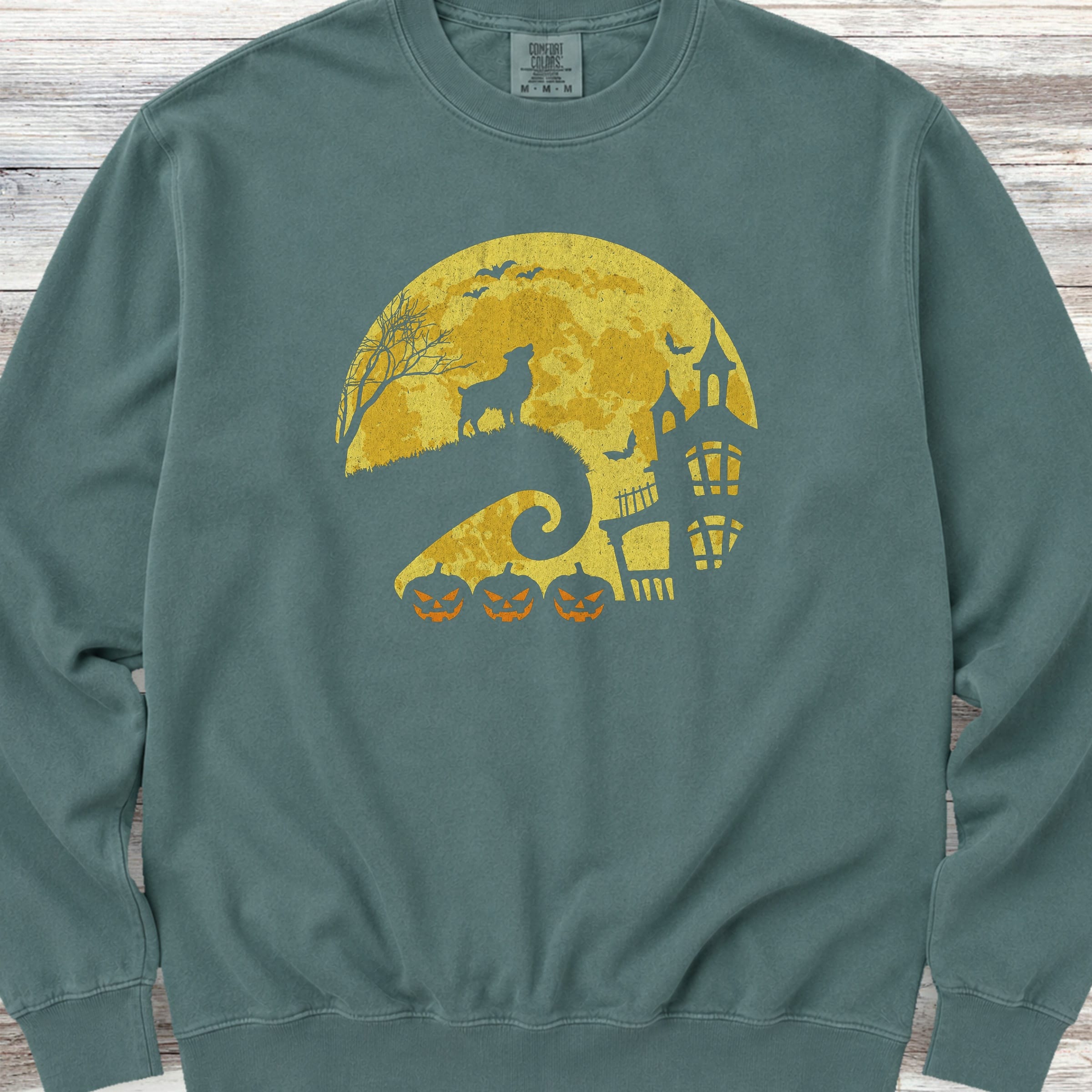 American Shepherd Halloween Moon Sweatshirt - Blue Spruce