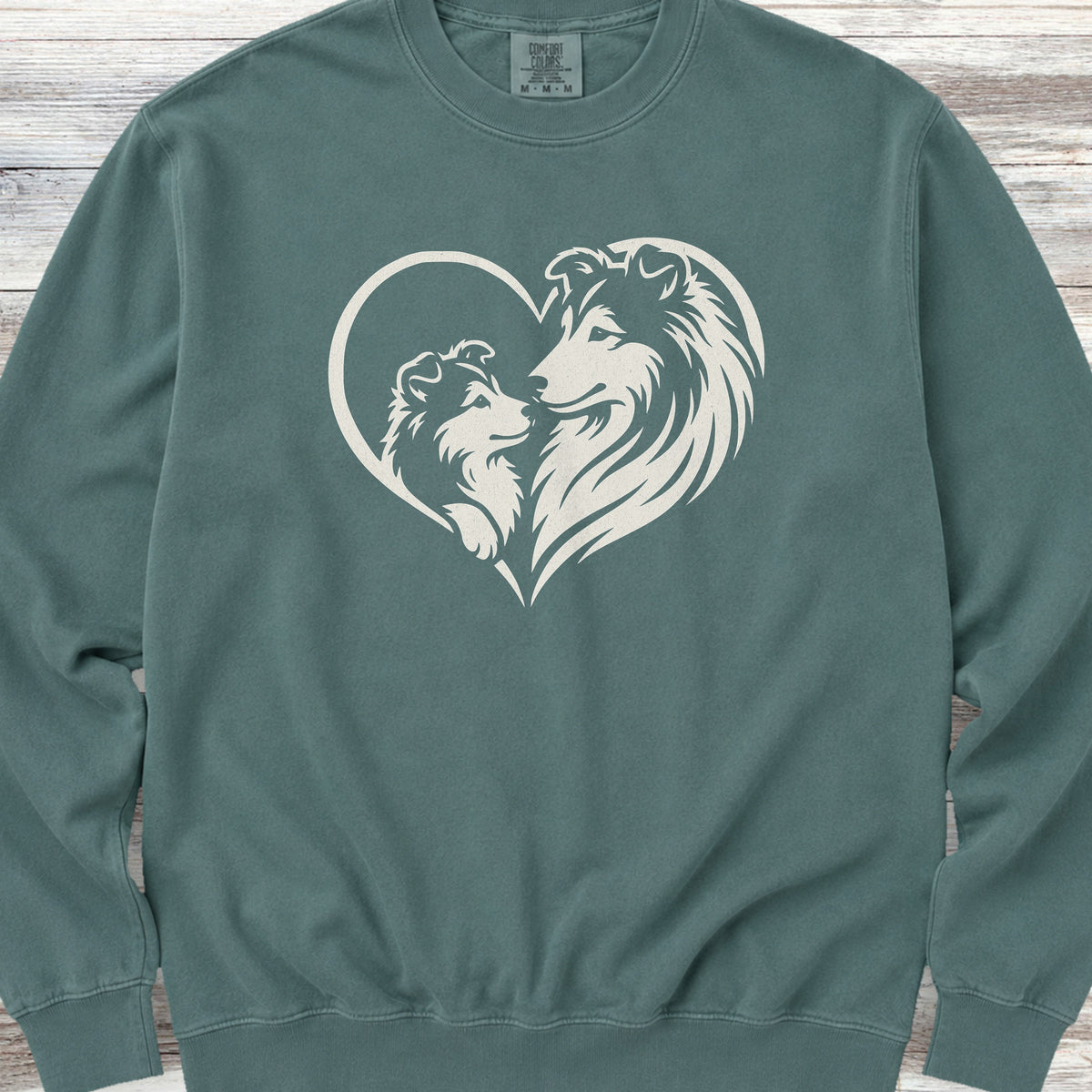 Shetland Sheepdog Heart Bond Sweatshirt - Blue Spruce