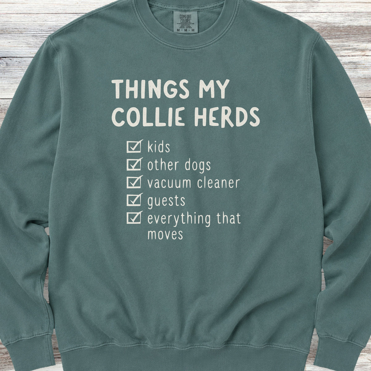 Collie Herding List Sweatshirt - Blue Spruce