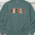 Poodle Holiday Faux Patchwork Sweatshirt - Blue Spruce