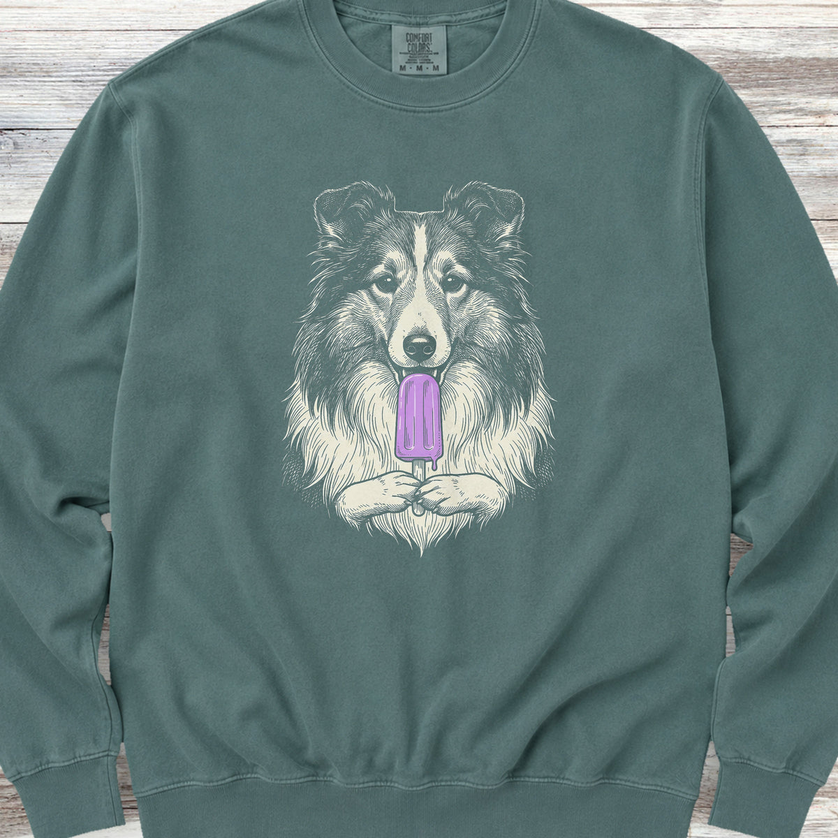 Shetland Sheepdog Pupsicle Sweatshirt - Blue Spruce