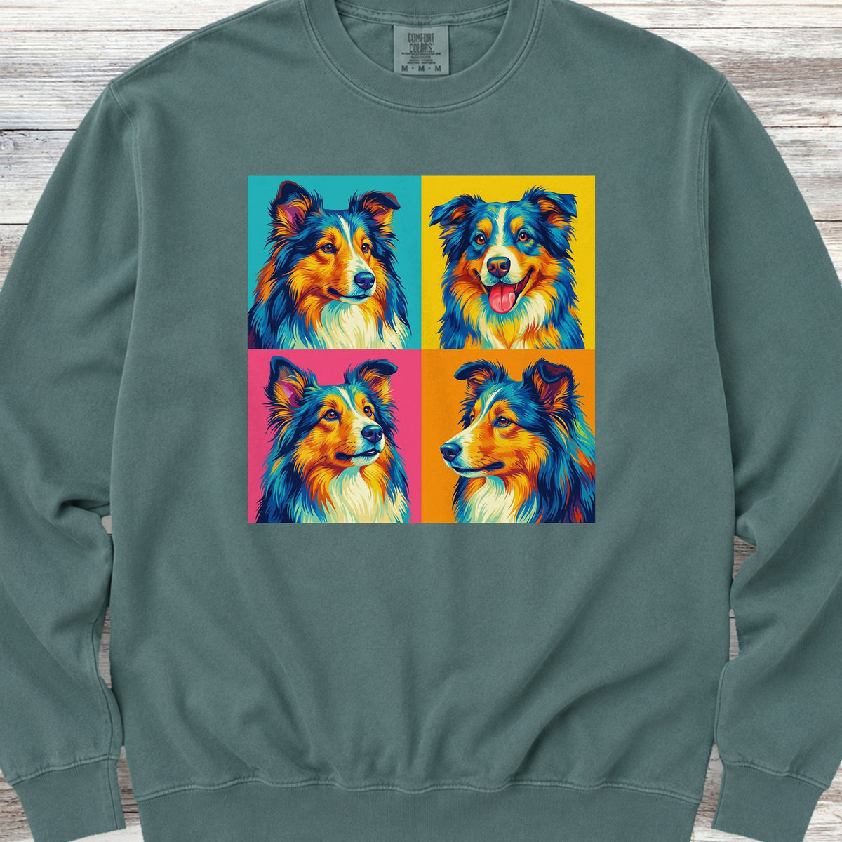 Shetland Sheepdog Pop Art Sweatshirt - Blue Spruce