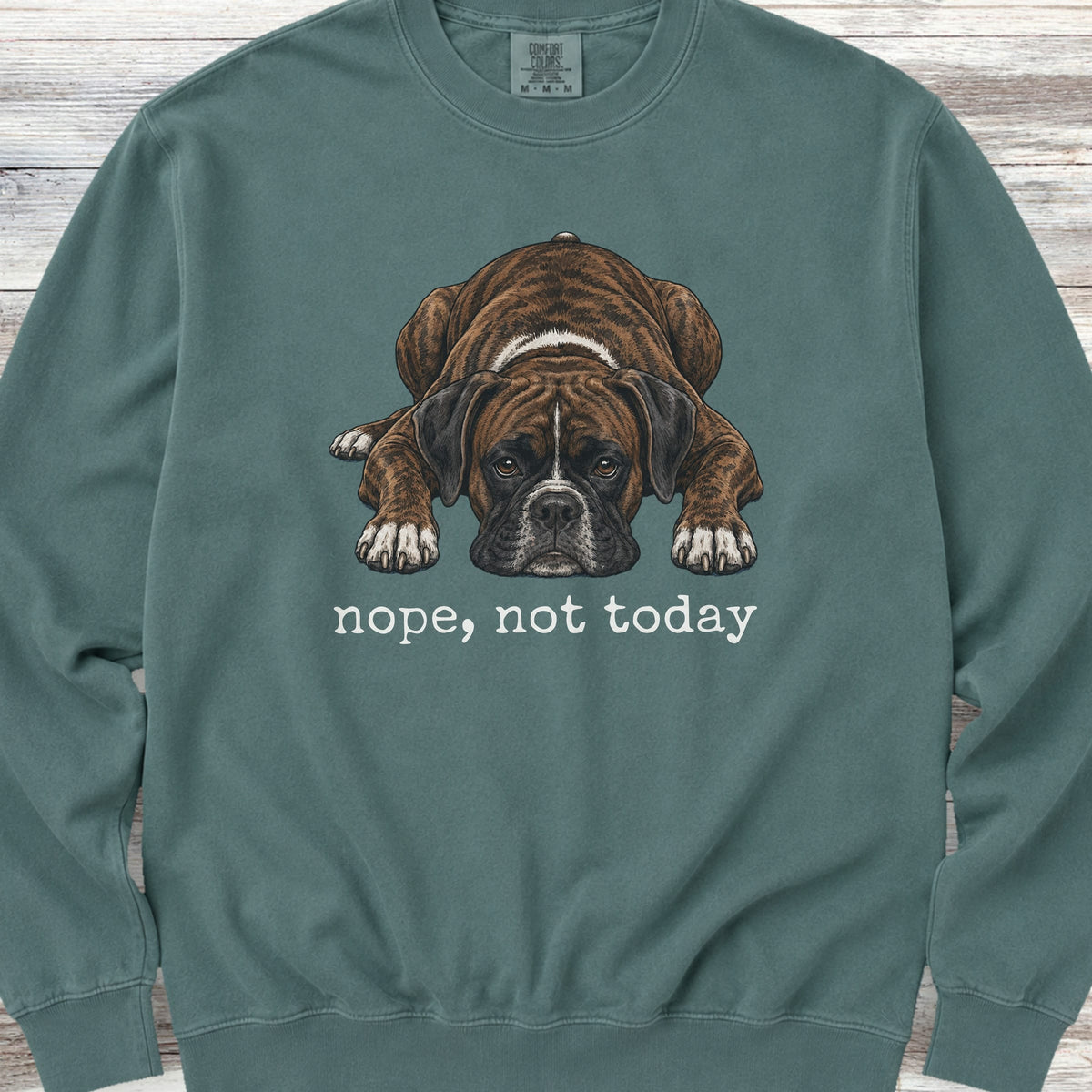 Boxer Brindle Nope Sweatshirt - Blue Spruce