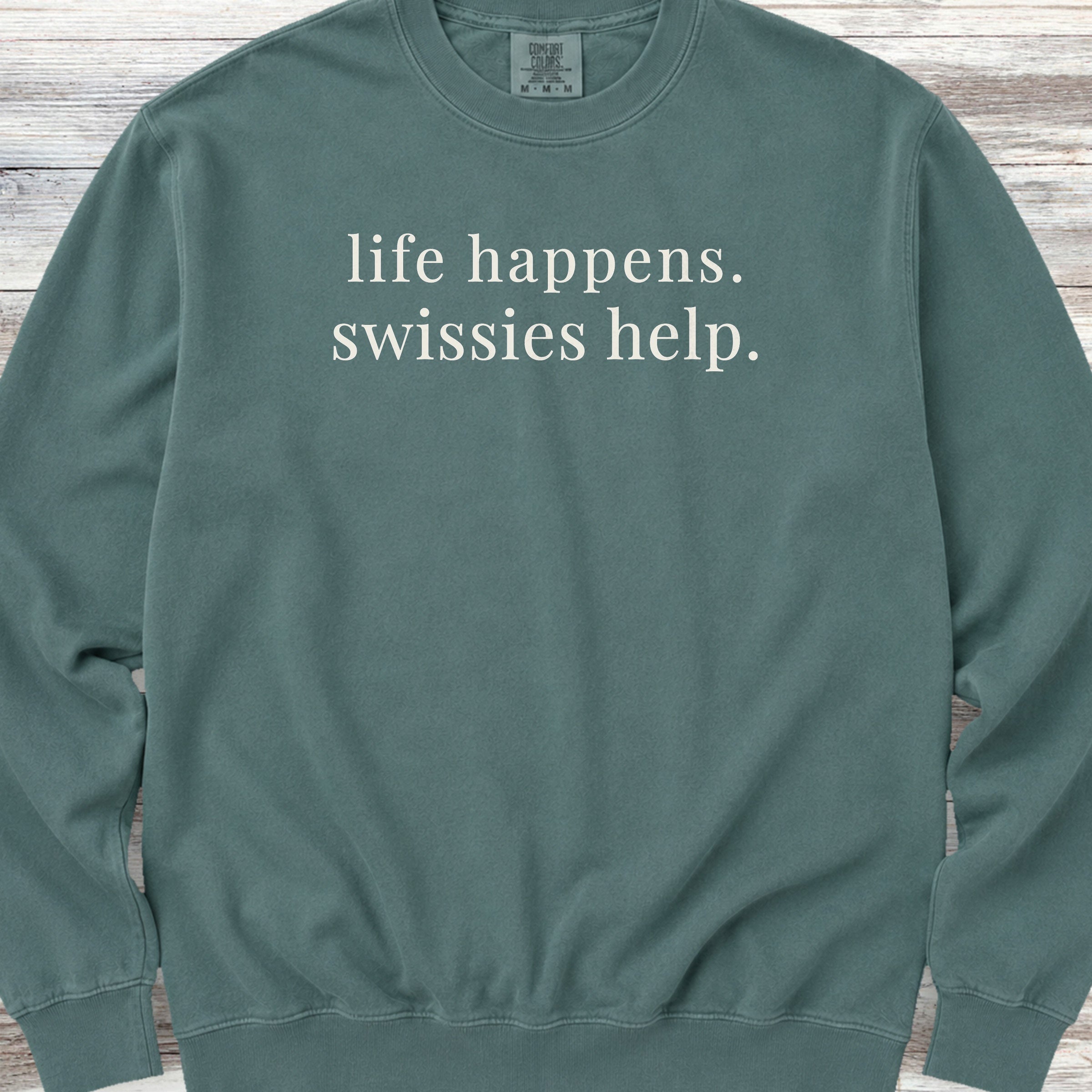 Swiss Mountain Dog Help Sweatshirt - Blue Spruce