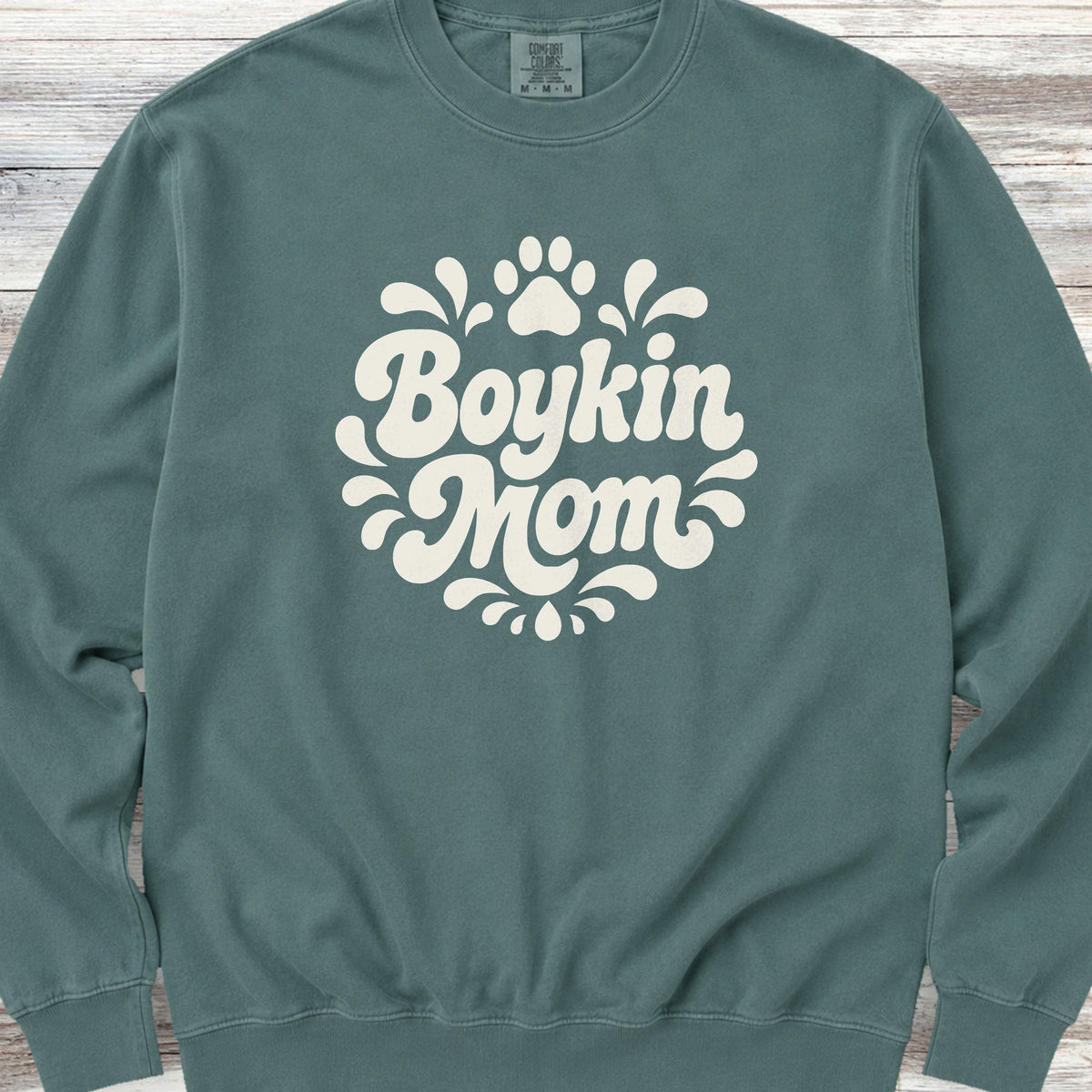 Boykin Spaniel Groovy Mom Sweatshirt - Blue Spruce