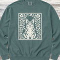 Corgi Folk Art Floral Sweatshirt - Blue Spruce