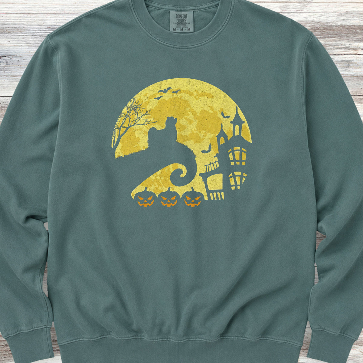 Maltese Halloween Moon Sweatshirt - Blue Spruce