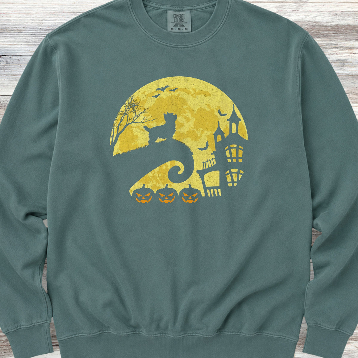 Yorkshire Terrier Halloween Moon Sweatshirt - Blue Spruce