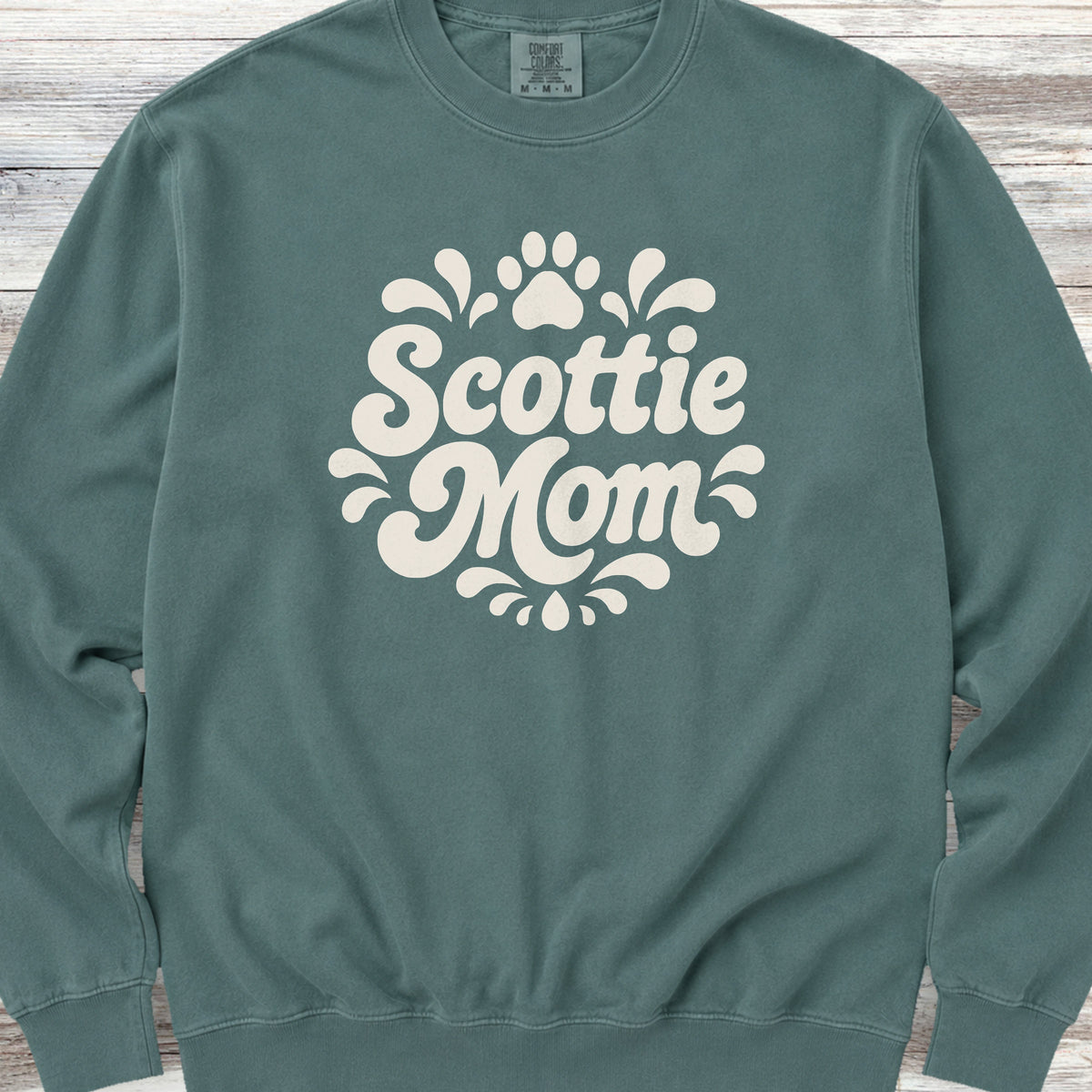 Scottish Terrier Groovy Mom Sweatshirt - Blue Spruce