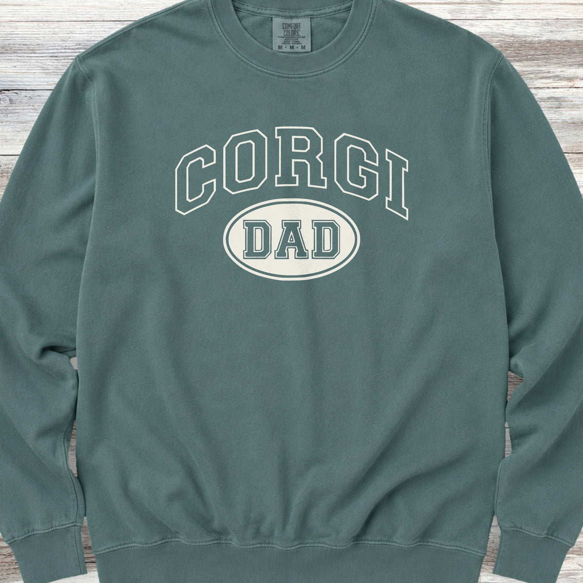 Corgi University Dad Sweatshirt - Blue Spruce