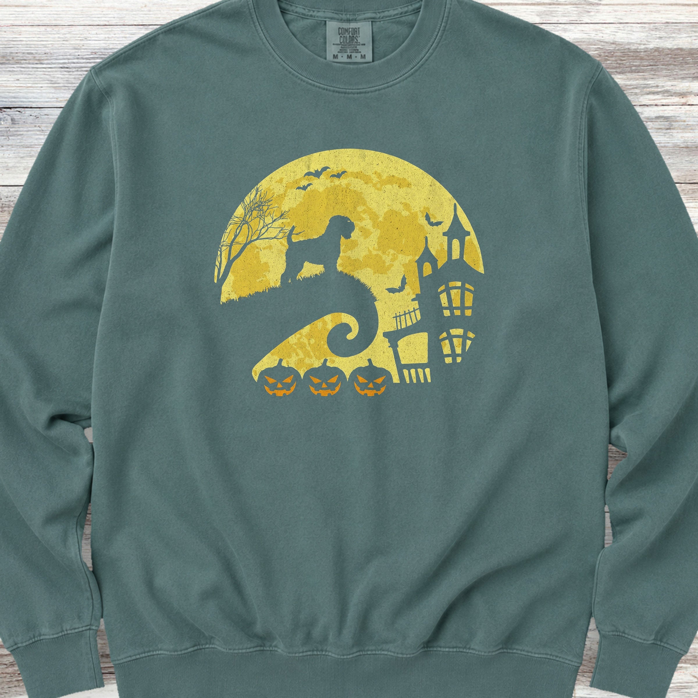 Wheaten Terrier Halloween Moon Sweatshirt - Blue Spruce