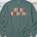 Shetland Sheepdog Holiday Faux Patchwork Sweatshirt - Blue Spruce