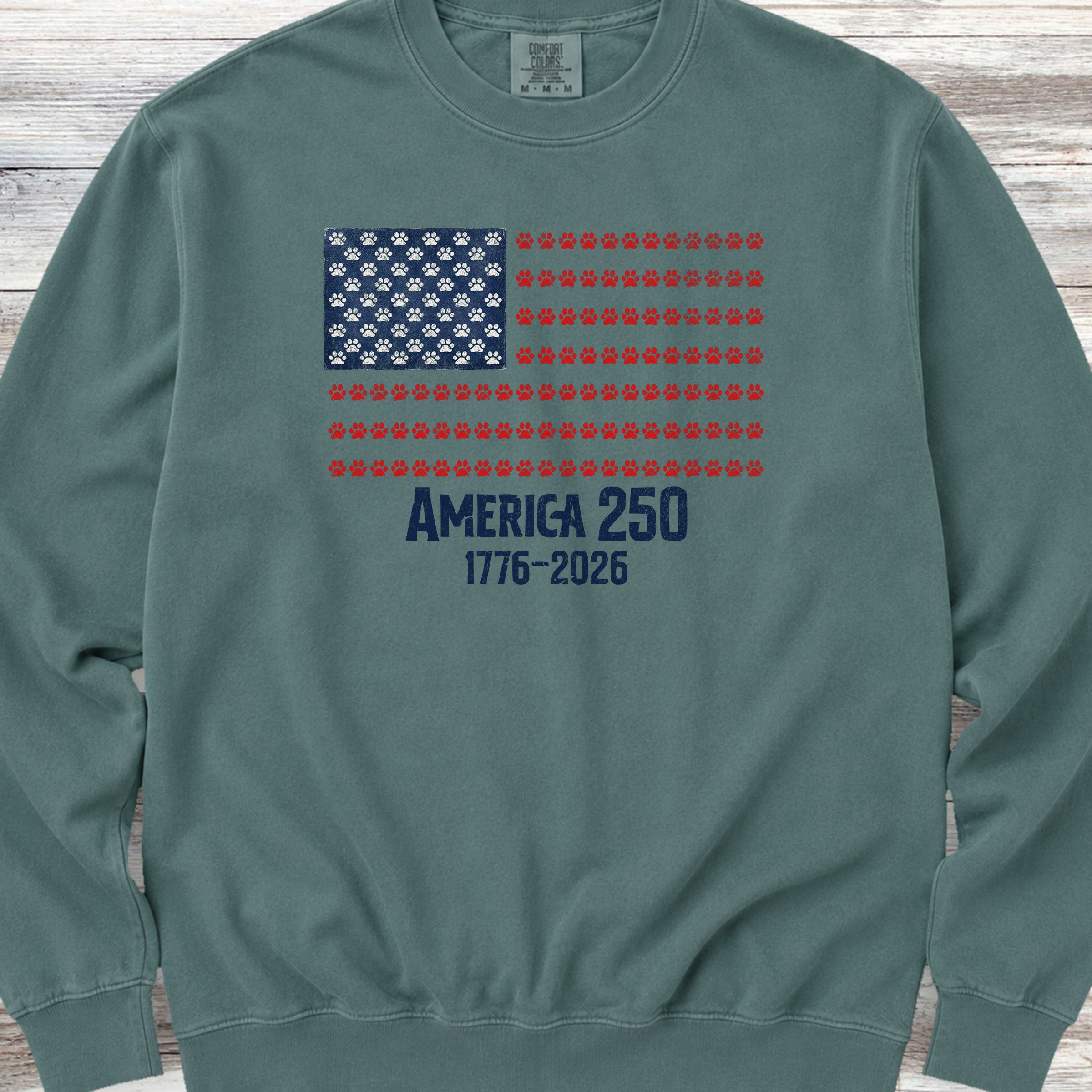 Vintage Red White & Paws 250 Sweatshirt - Blue Spruce