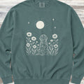 Doodle Moonlight & Wildflowers Sweatshirt - Blue Spruce