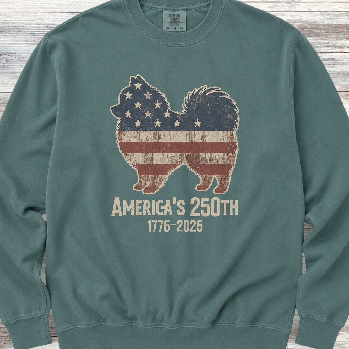 Pomeranian Vintage USA Sweatshirt - Blue Spruce