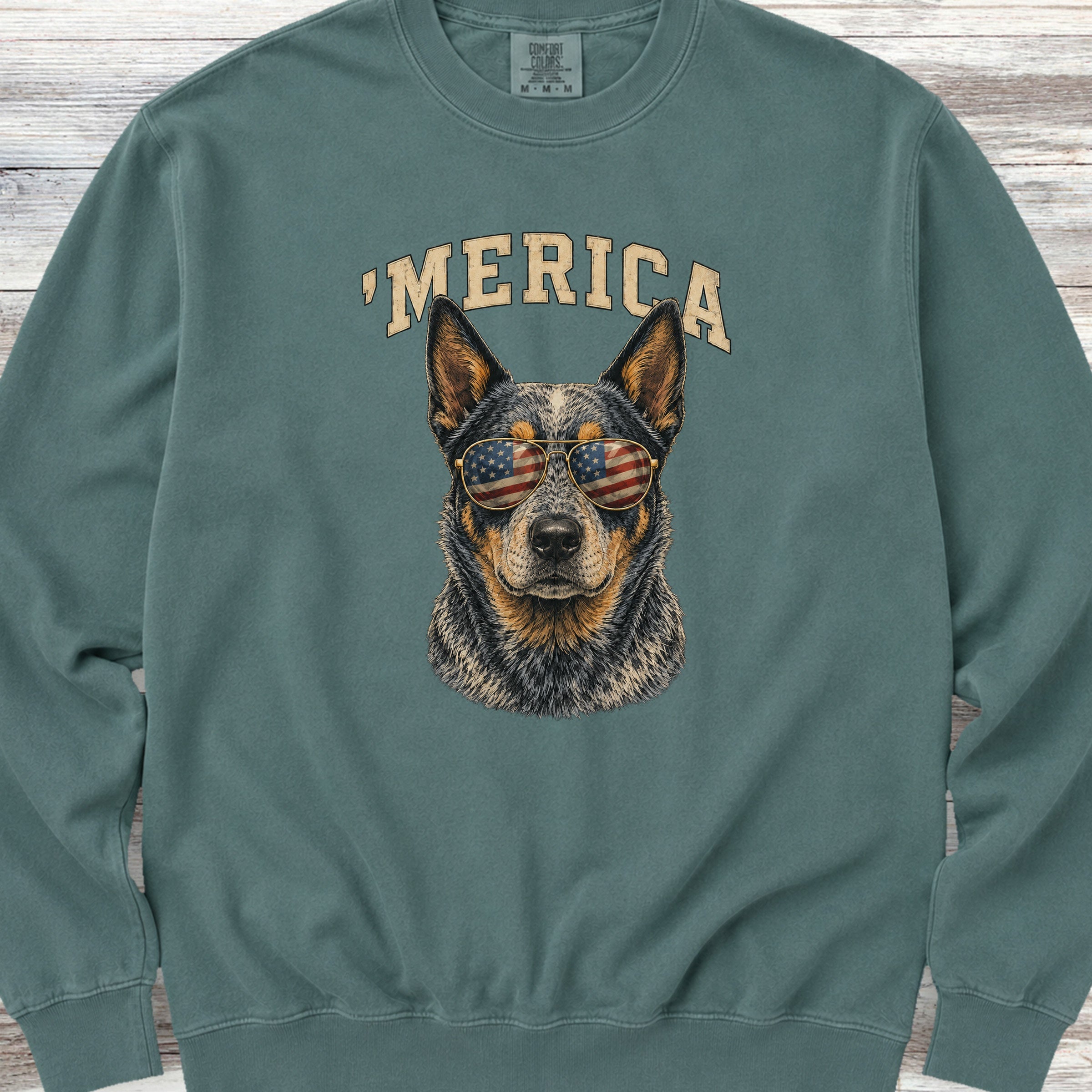 Australian Cattle Dog Blue 'Merica Sweatshirt - Blue Spruce