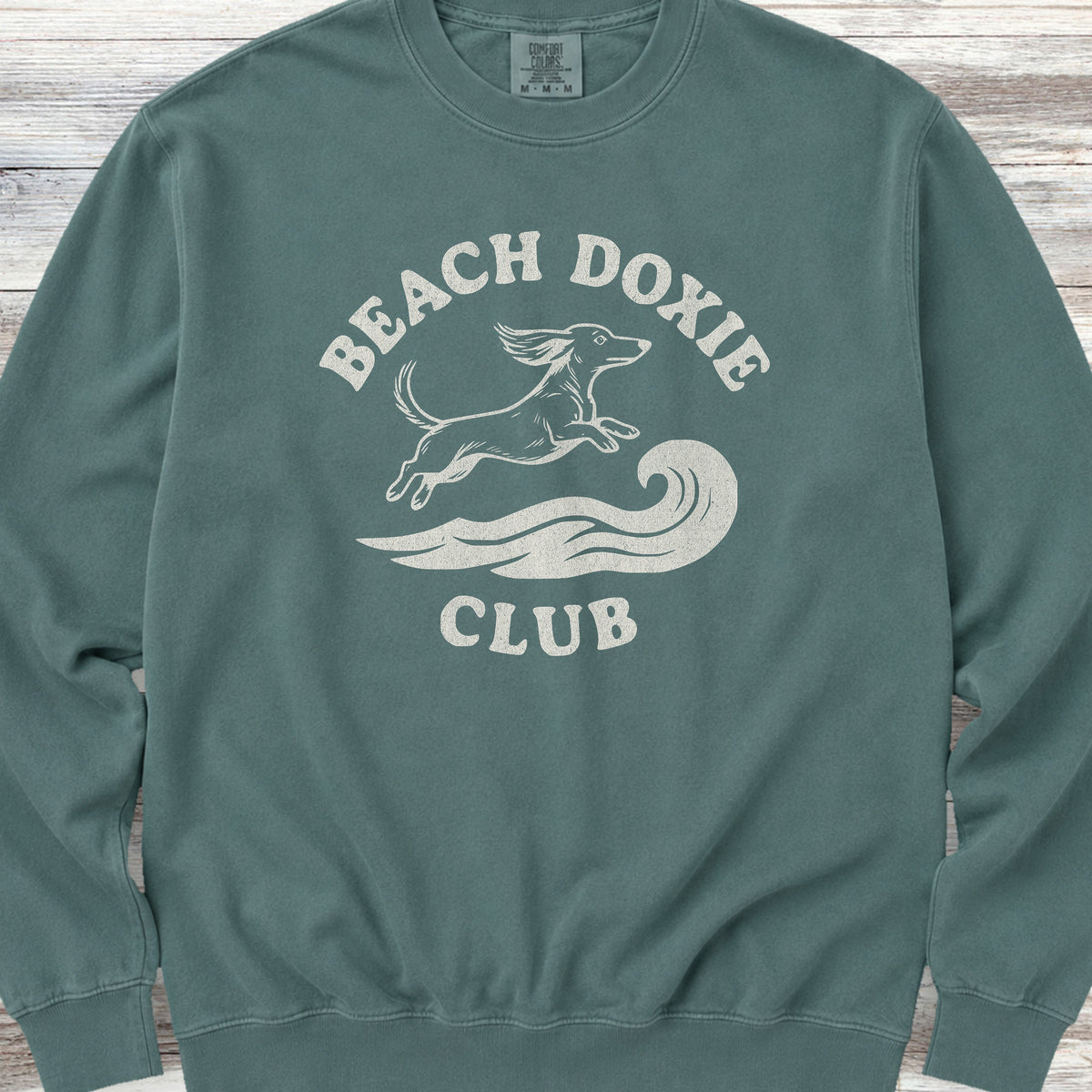 Dachshund Beach Doxie Sweatshirt - Blue Spruce