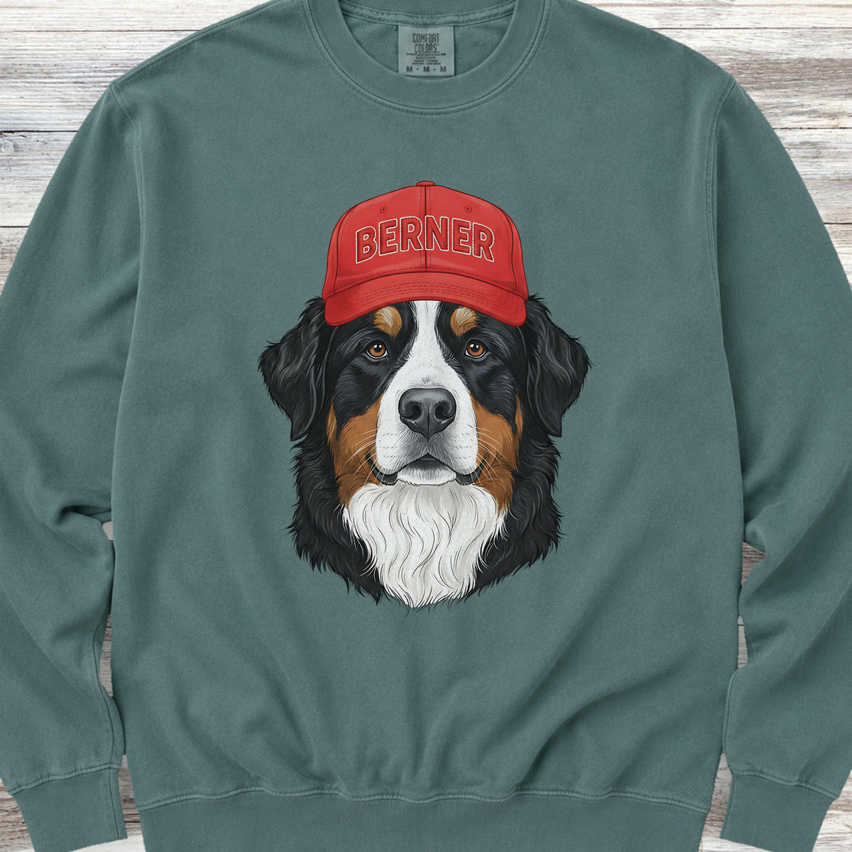 Bernese Mountain Dog Berner Hat Sweatshirt - Blue Spruce